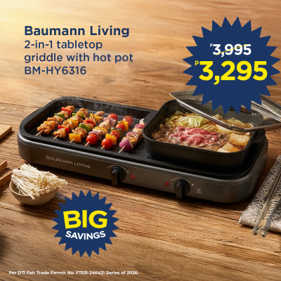 Baumann Living 2-In-1 Tabletop Griddle With Hot Pot Bm-Hy6316
