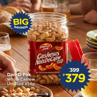 Dan-D Pak Whole Cashew Unsalted 454G