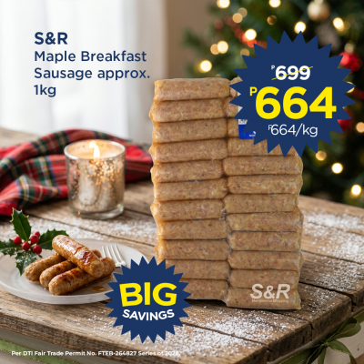S&R Maple Breakfast Sausage Approx. 1Kg