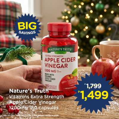 Nature's Truth Vitamins Extra Strength Apple Cider Vinegar 1200Mg 180 Capsules