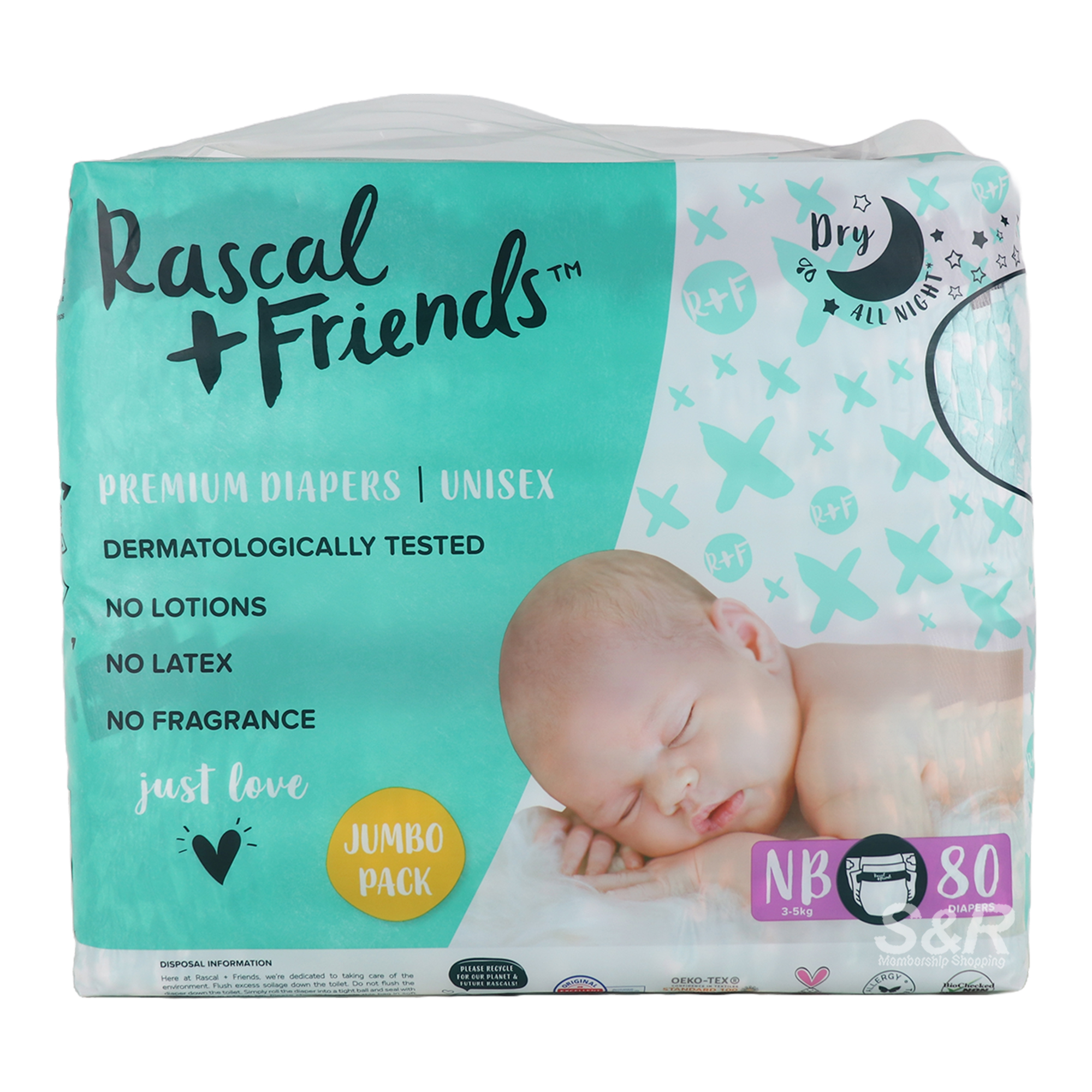 Rascal + Friends Premium Diapers New Born 80pcs