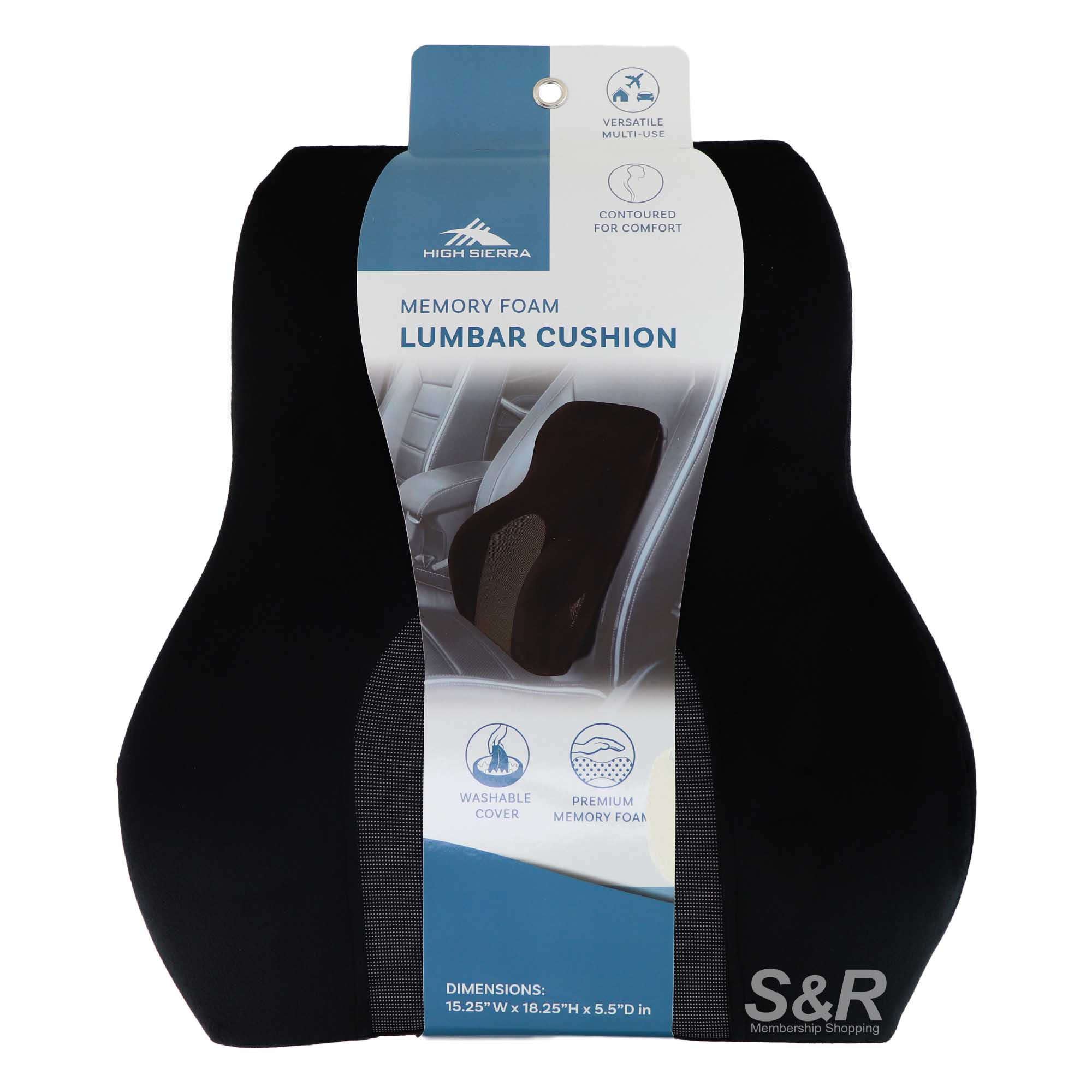 Samsonite Memory Foam Car Seat Lumbar Support Cushion: Black