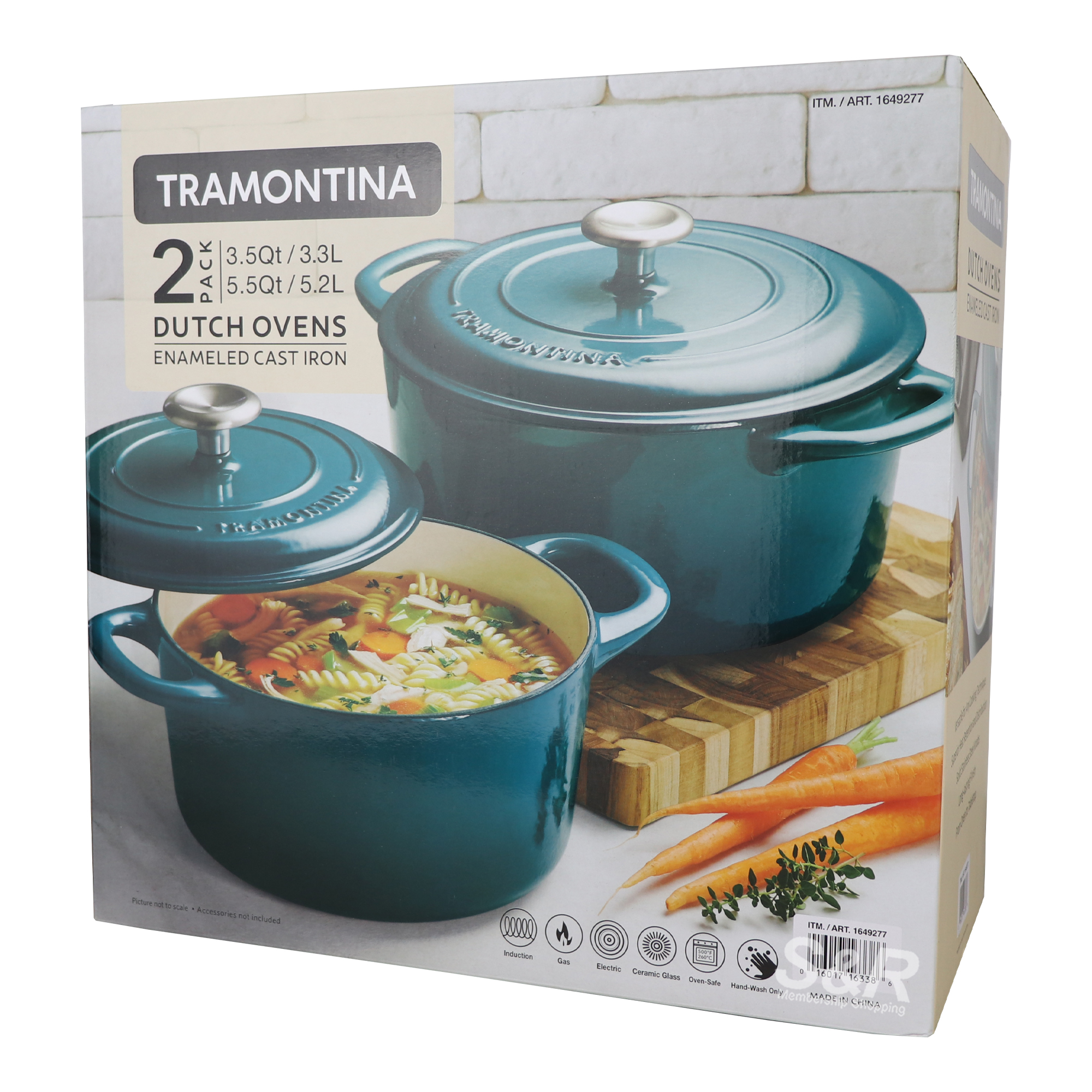 Tramontina Enameled Cast Iron Dutch Ovens 3.5 QT and 5.5 QT in Teal