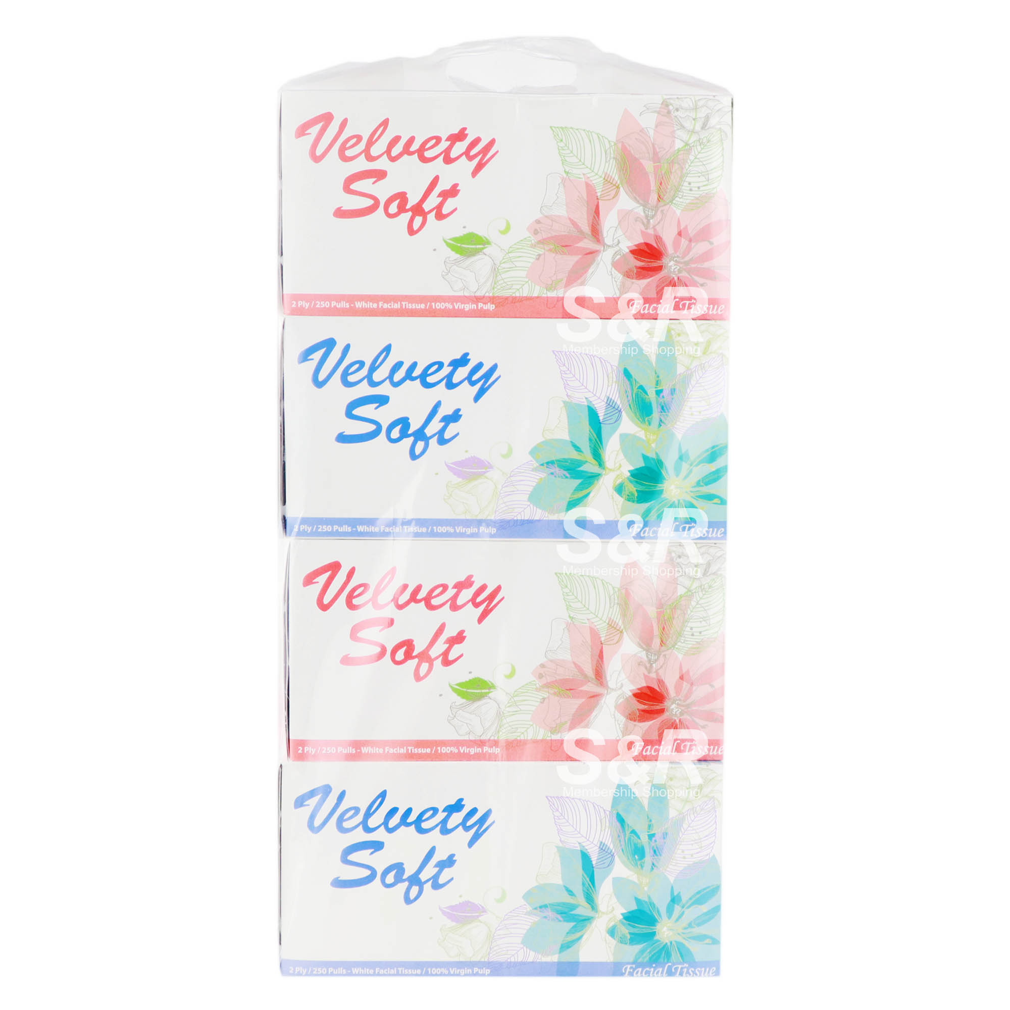 Velvety Soft White Facial Tissues 4 boxes