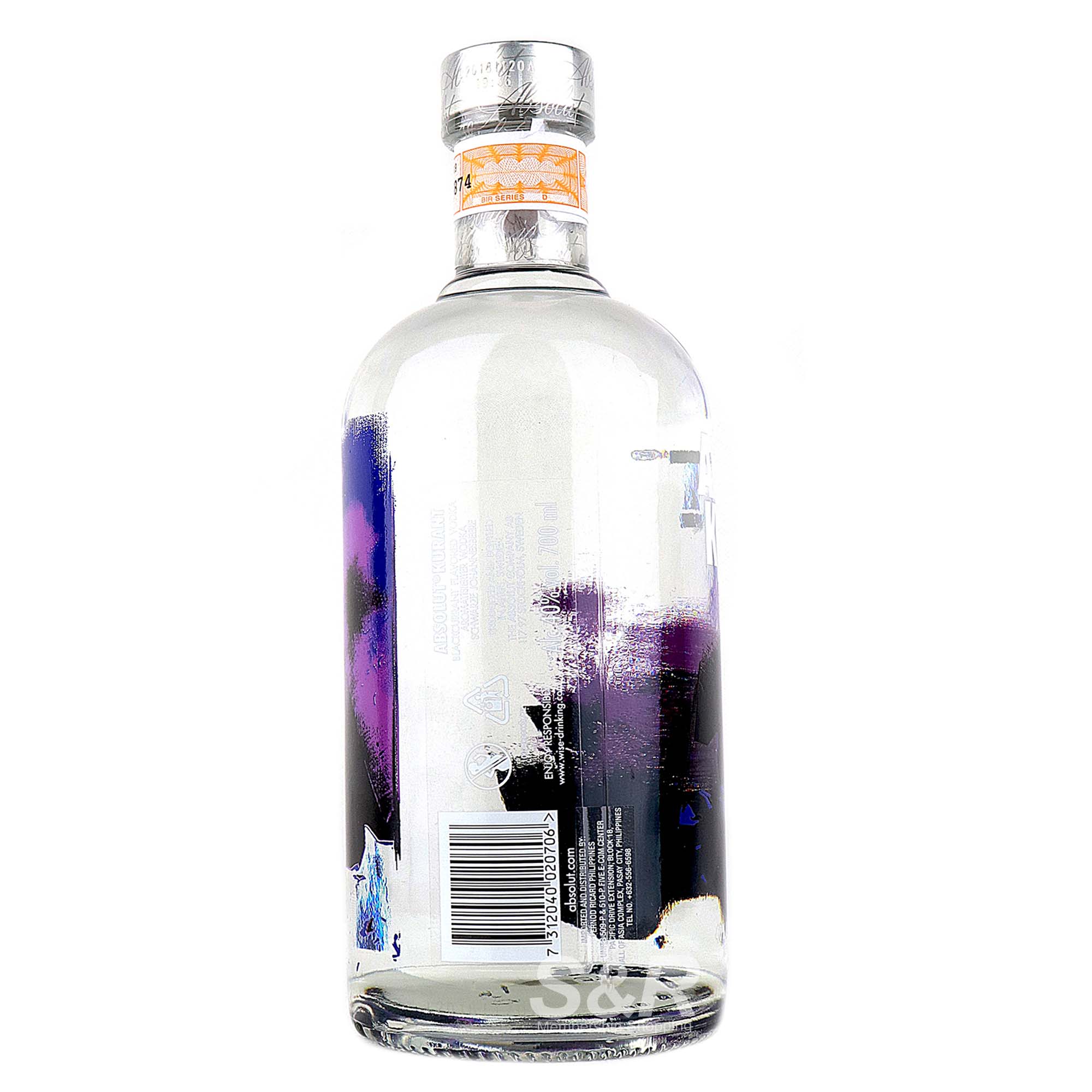 Absolut Kurant Blackcurrant Flavored Vodka 700mL