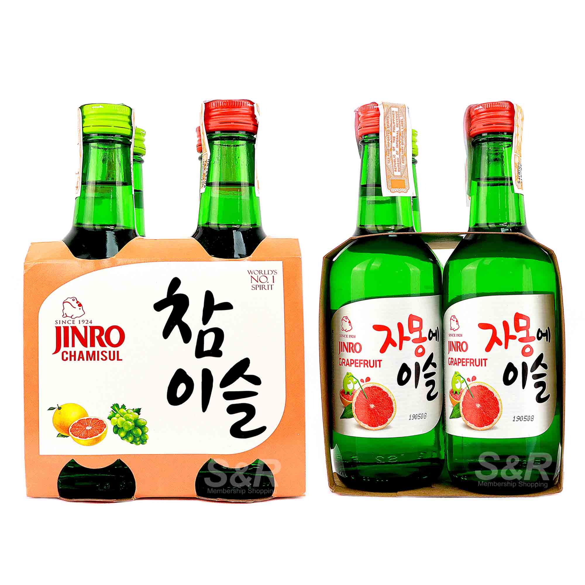 Jinro Chamisul Flavored Soju Assorted 4 bottles