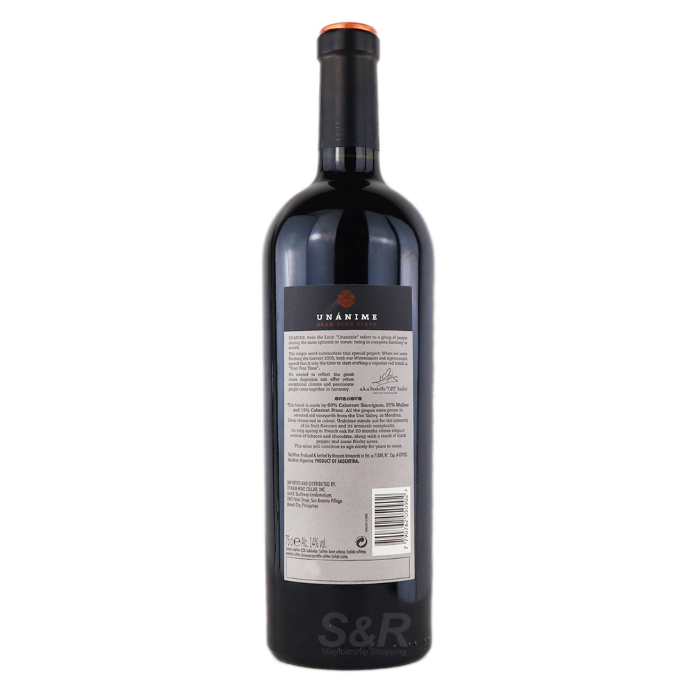 Mascota Unanime Gran Vino Tinto Red Wine