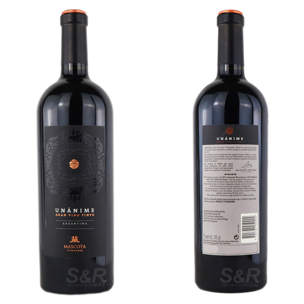 Mascota Unanime Gran Vino Tinto Red Wine
