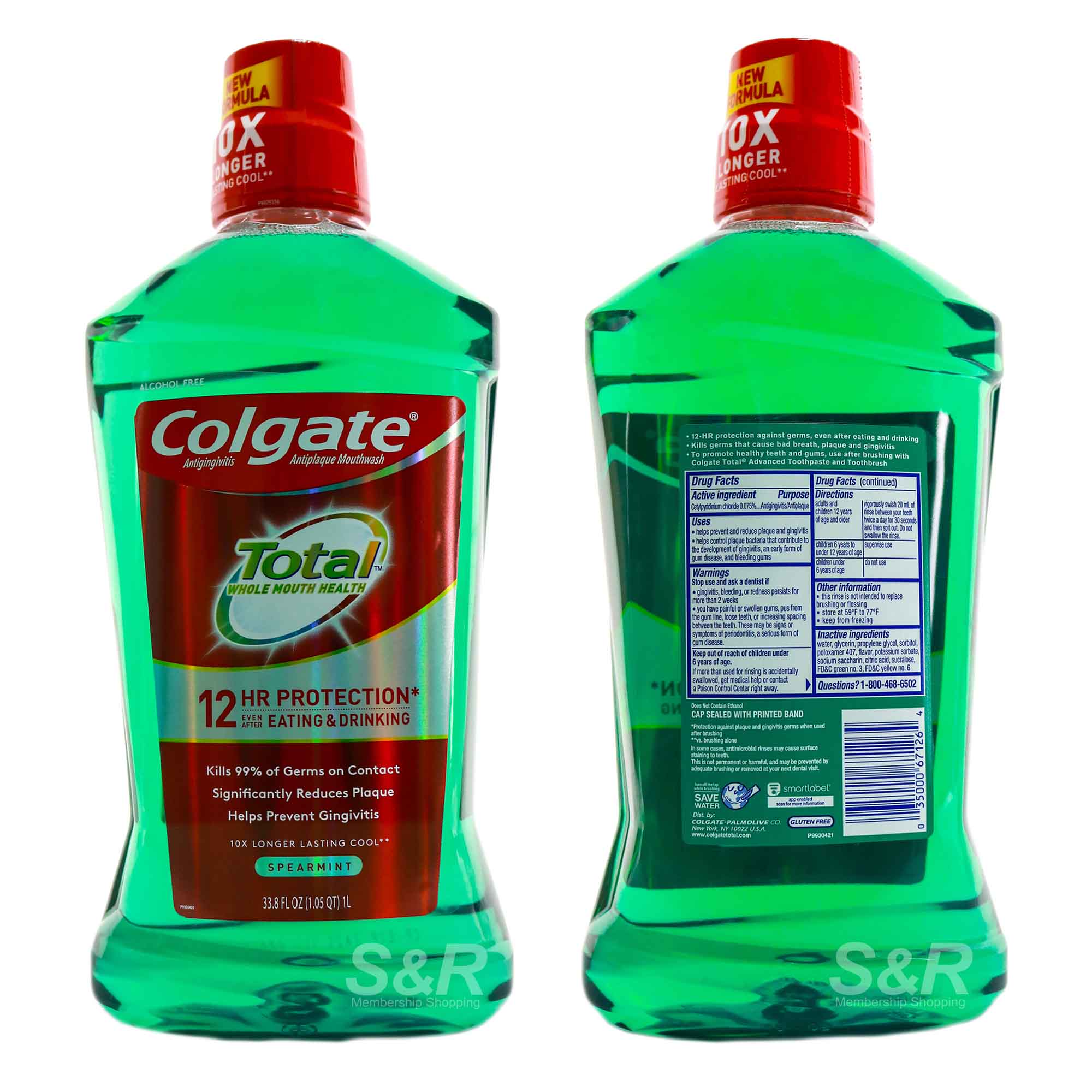 Colgate Total Pro Shield Spearmint Surge Mouthwash 1000mL