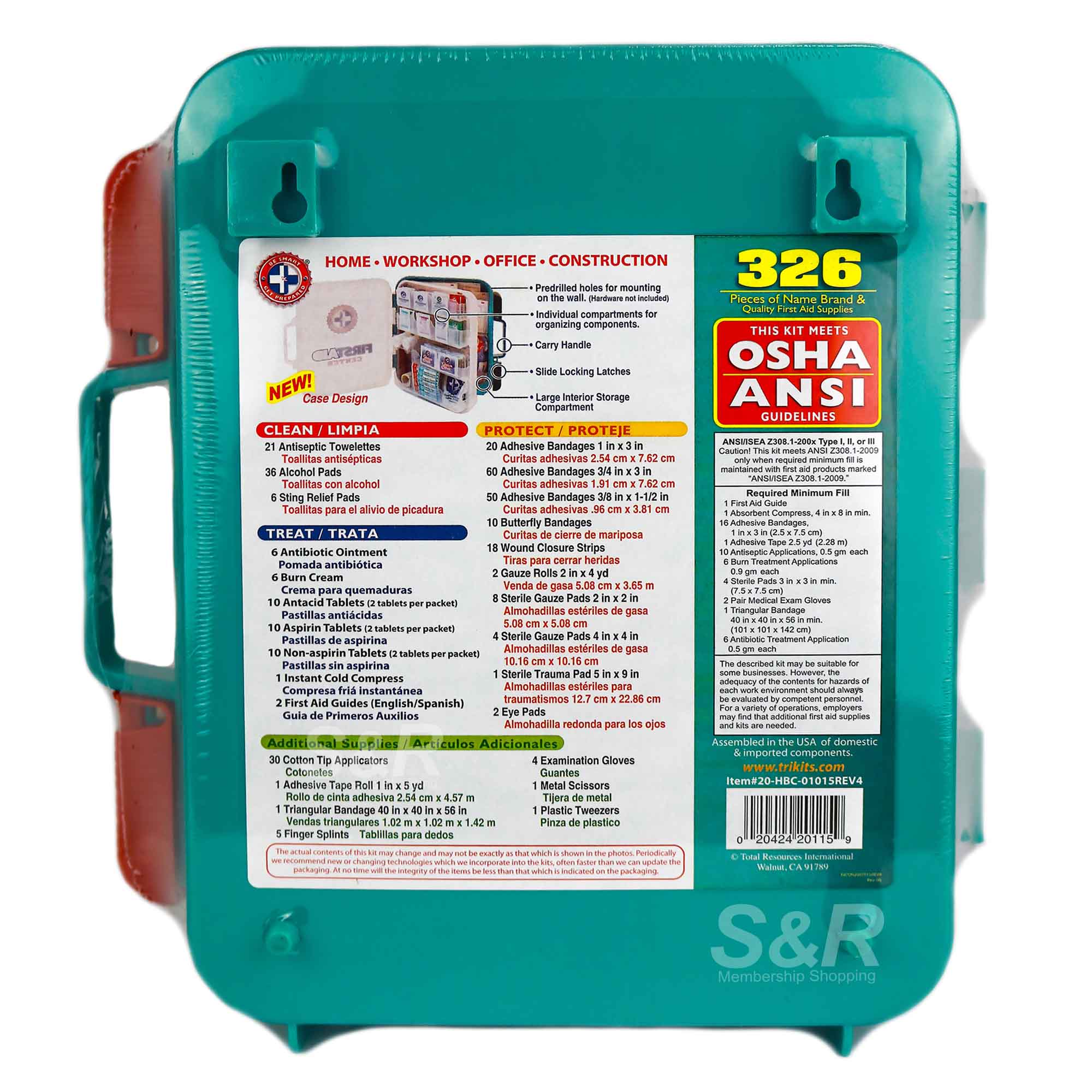 Osha Ansi First Aid Kit Hard Teal Case Set