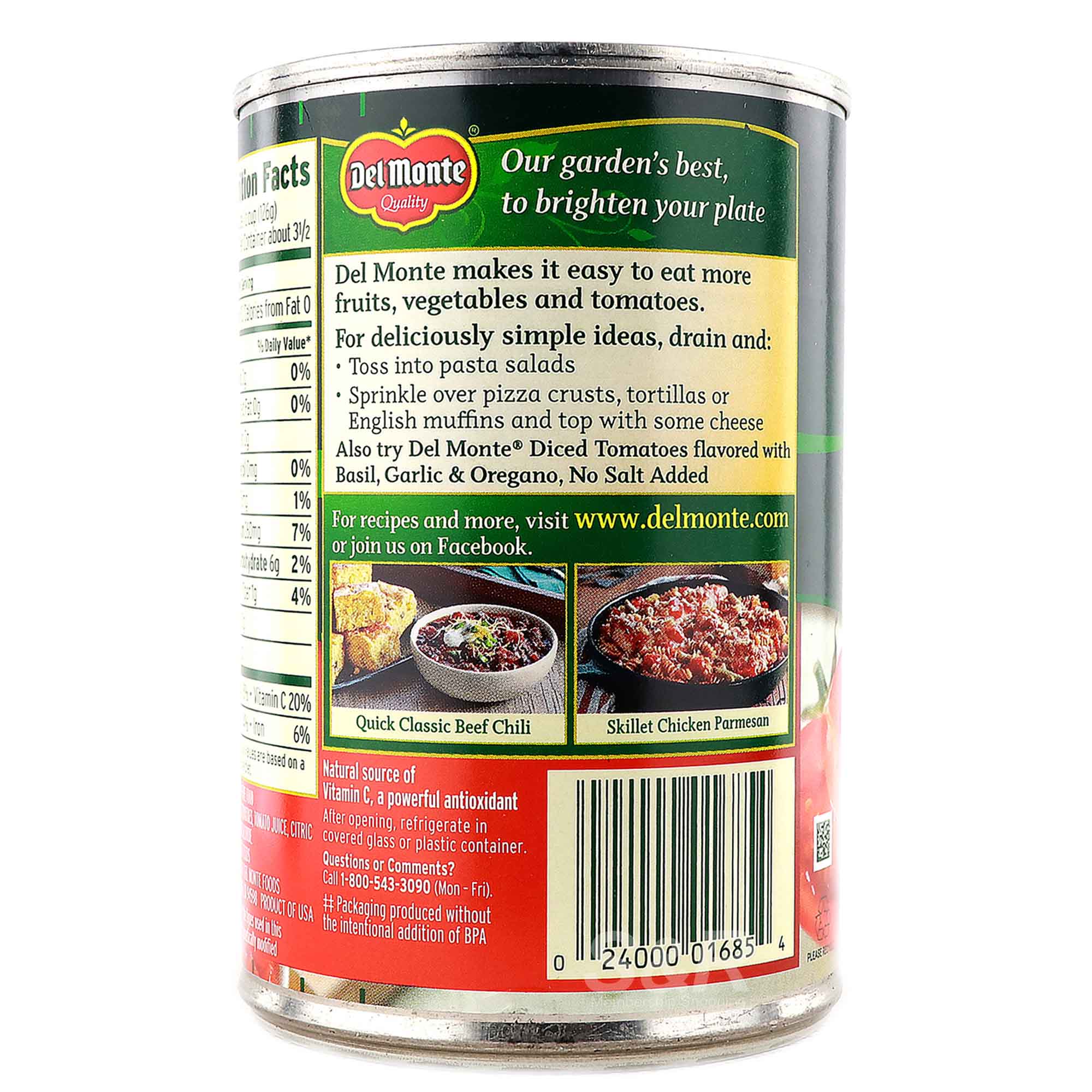 Del Monte Diced Tomatoes No Salt Added 411g