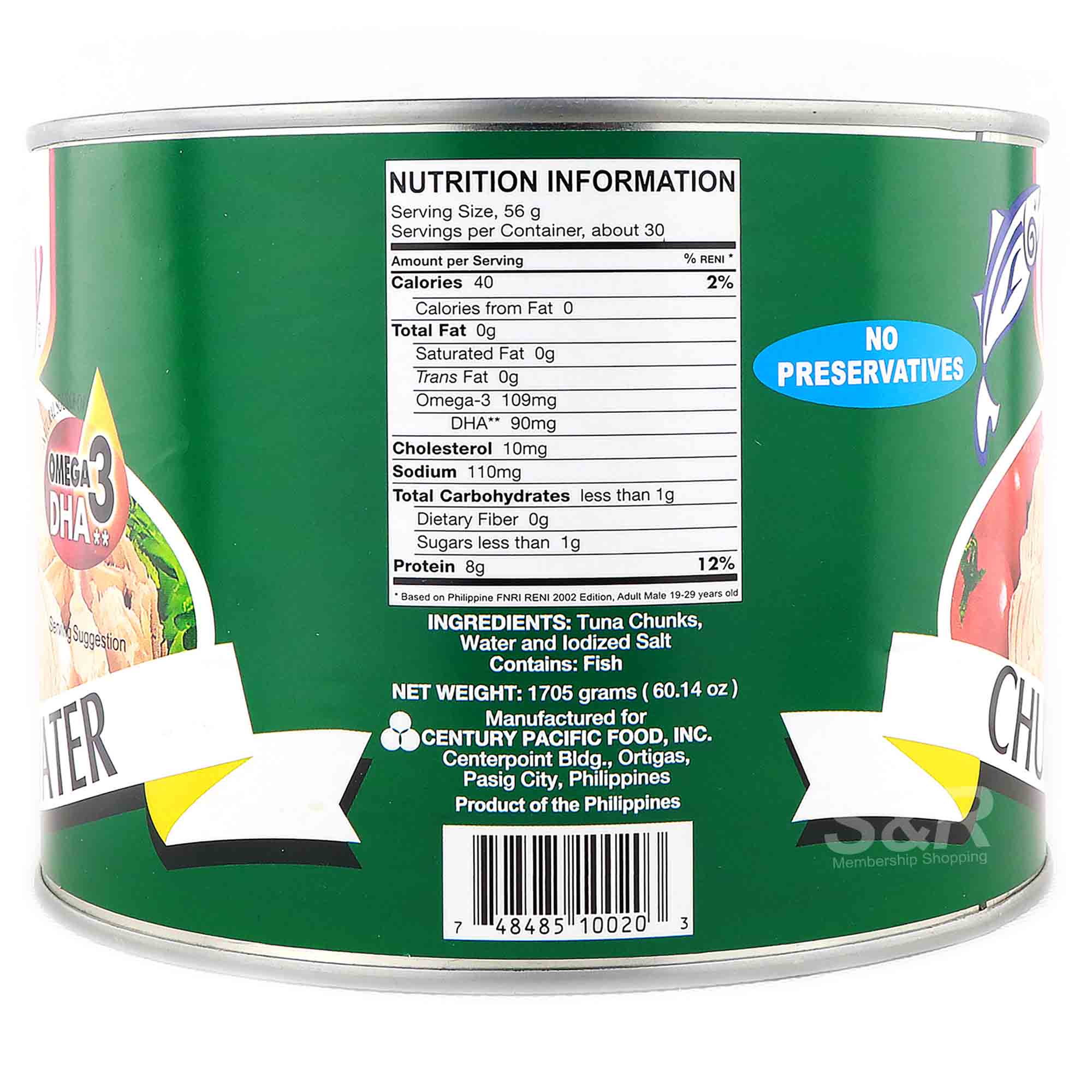 Century Tuna Chunks in Water 1.705kg