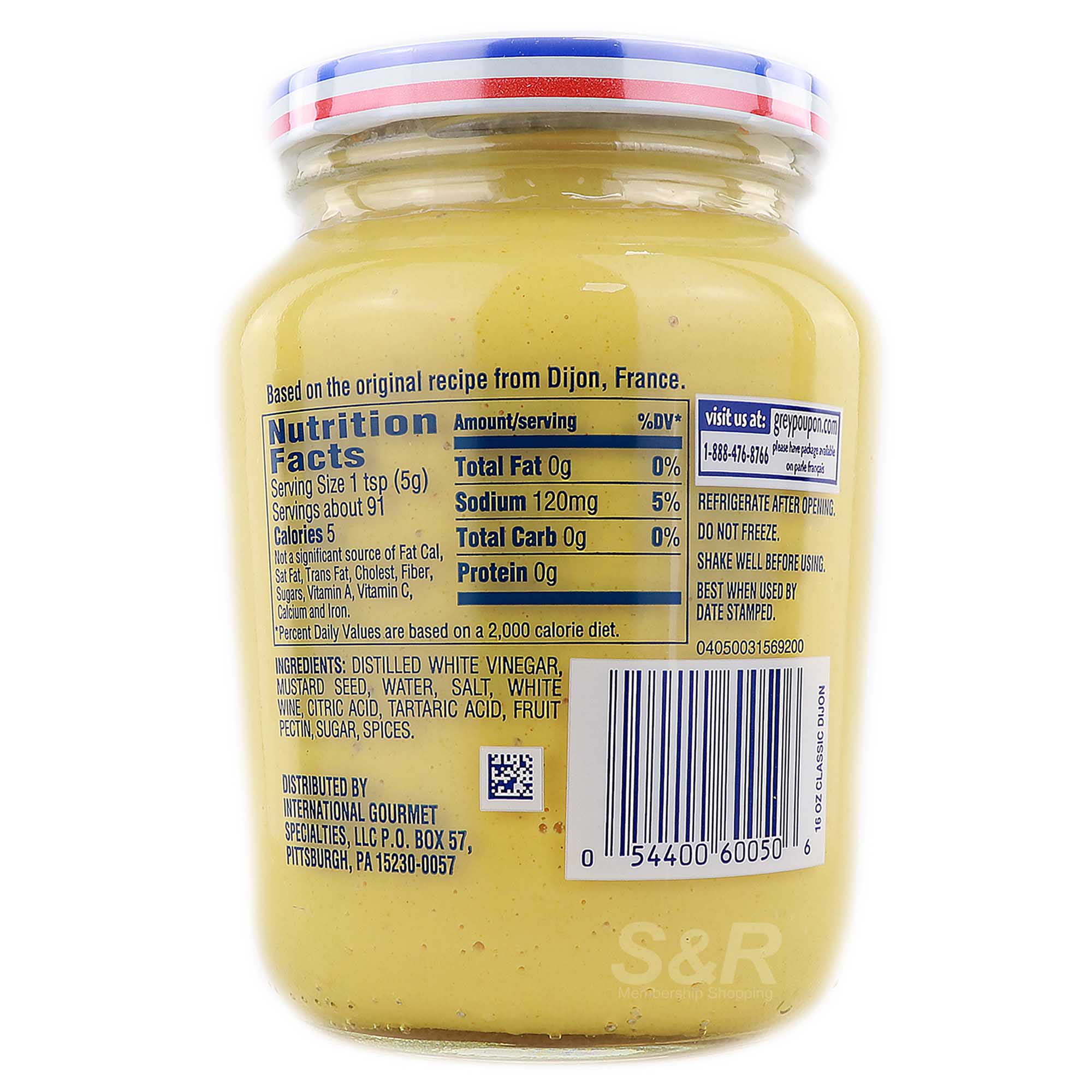 Kraft Heinz Grey Poupon Dijon Mustard 454g