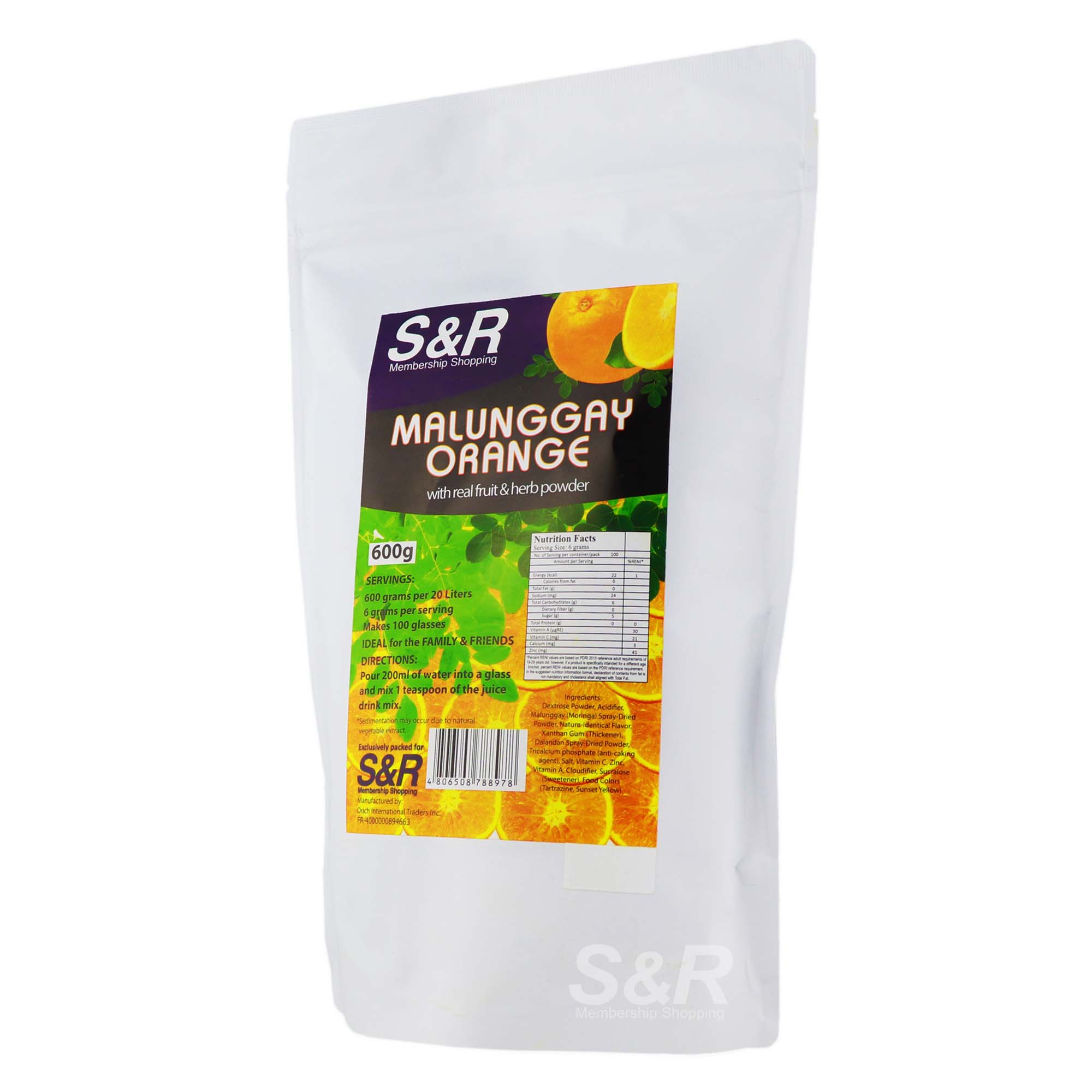 S&R Malunggay Orange Juice Drink Mix 600g