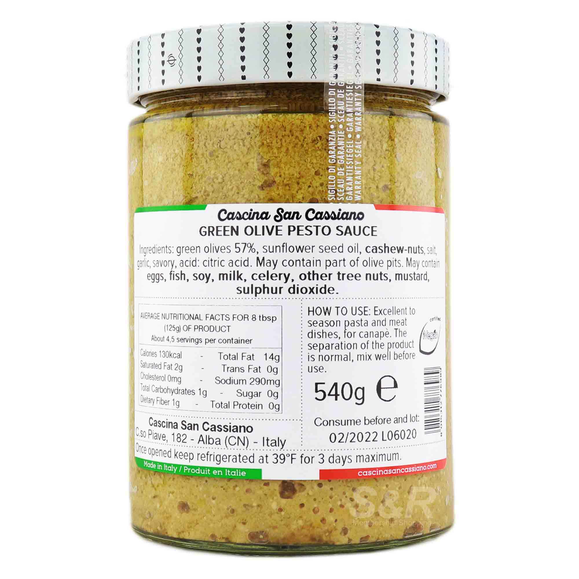 Cascina San Cassiano Italian Green Olive Pesto Sauce