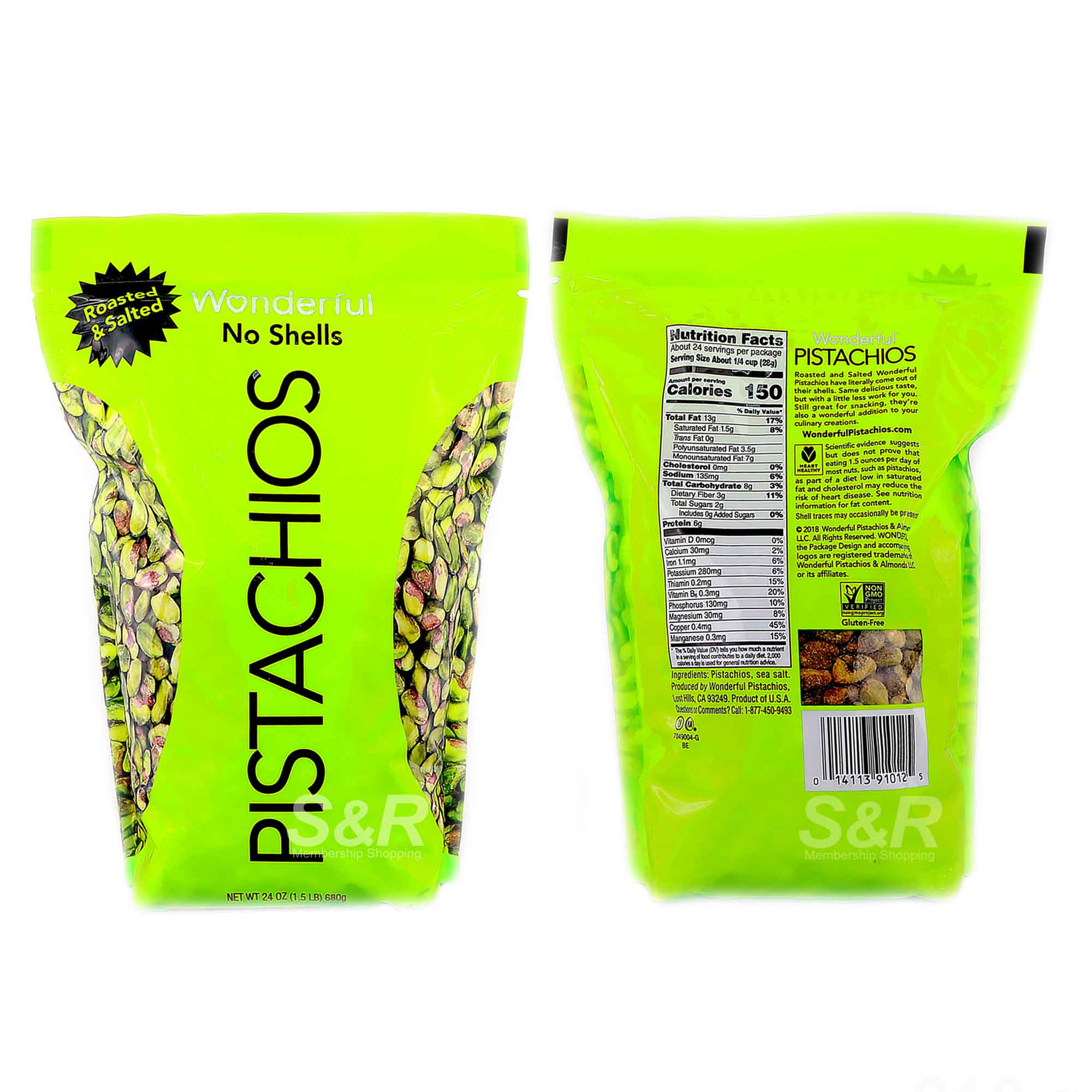 Wonderful No Shells Roasted and Salted Pistachios 680g