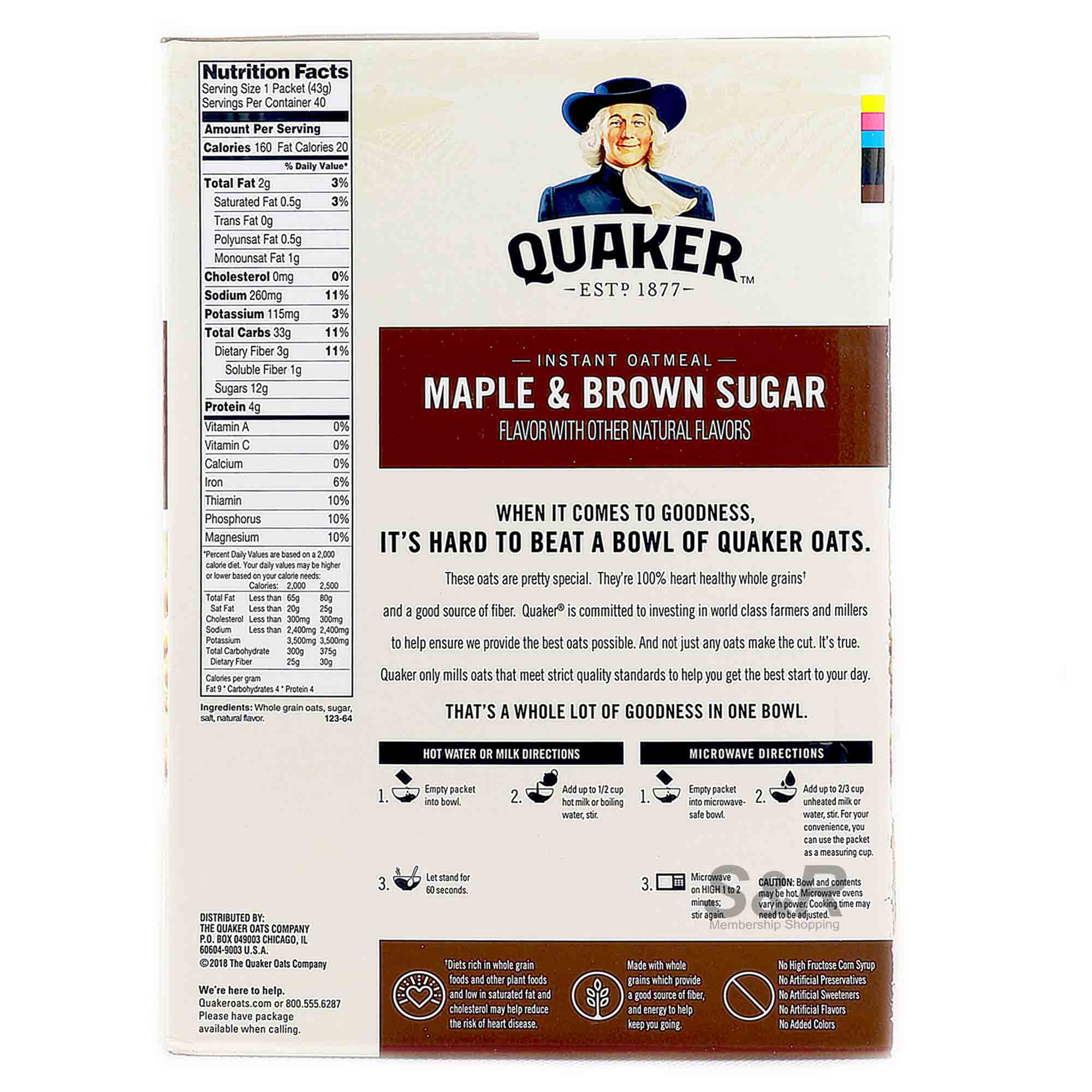 Quaker Maple & Brown Sugar Instant Oatmeal
