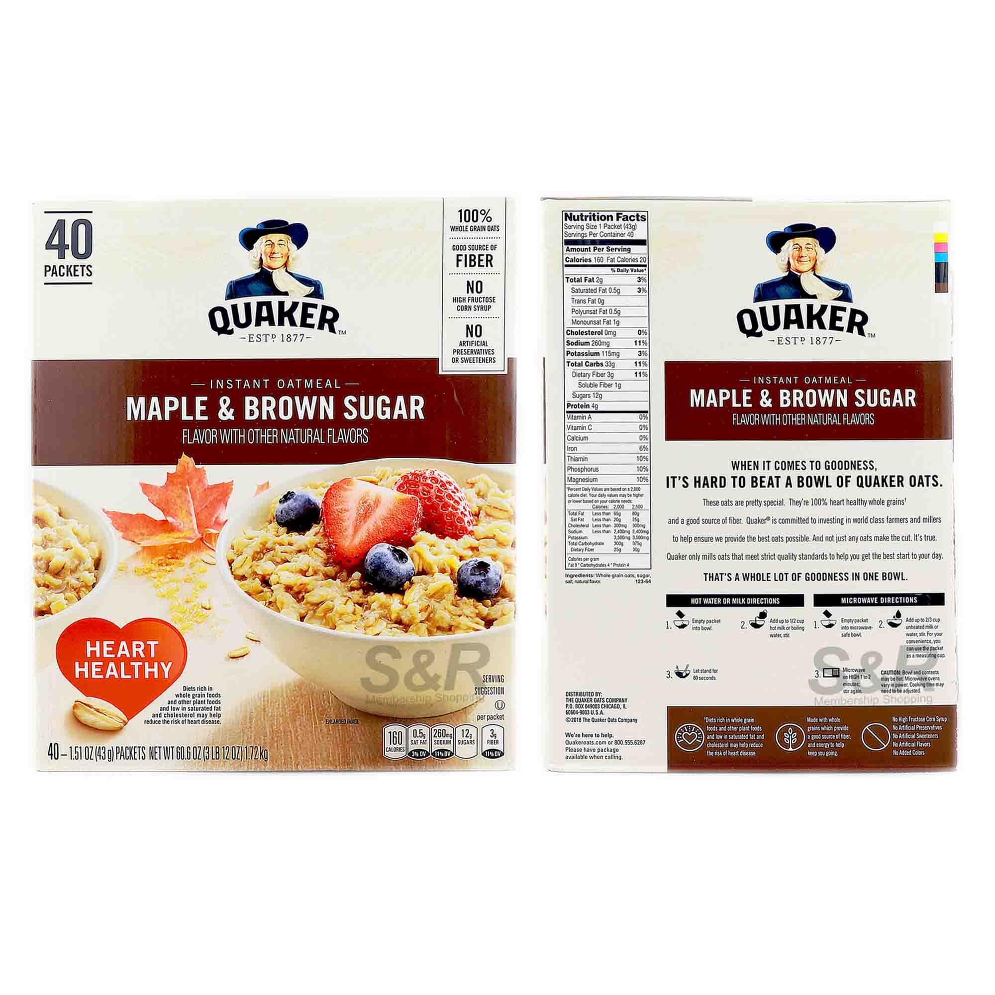 Quaker Maple & Brown Sugar Instant Oatmeal