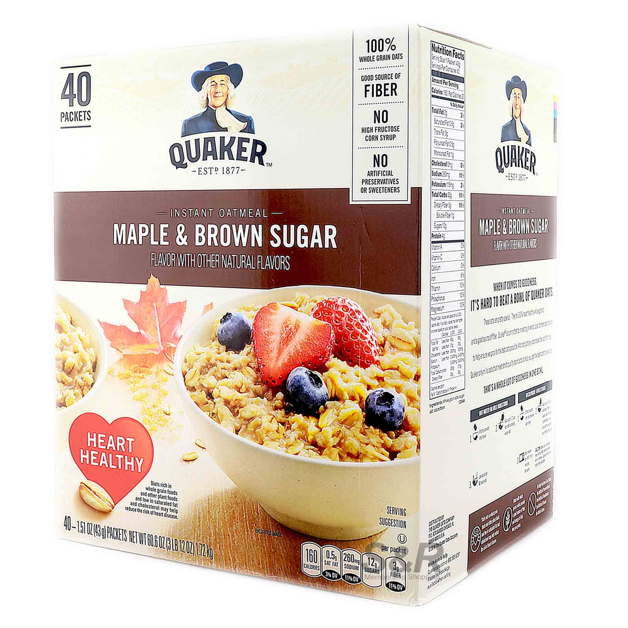Quaker Maple & Brown Sugar Instant Oatmeal 1.72kg