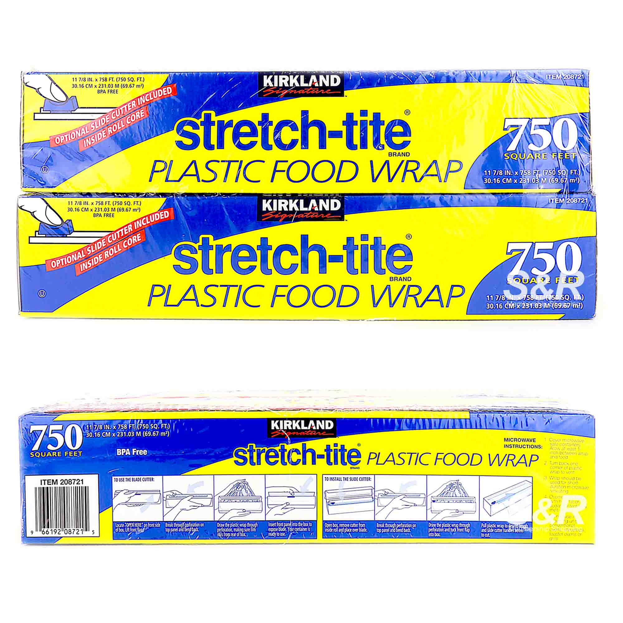 Kirkland Signature Stretch-Tite Plastic Wrap - 11 7/8 x 750 Square Feet - 2  Pack 