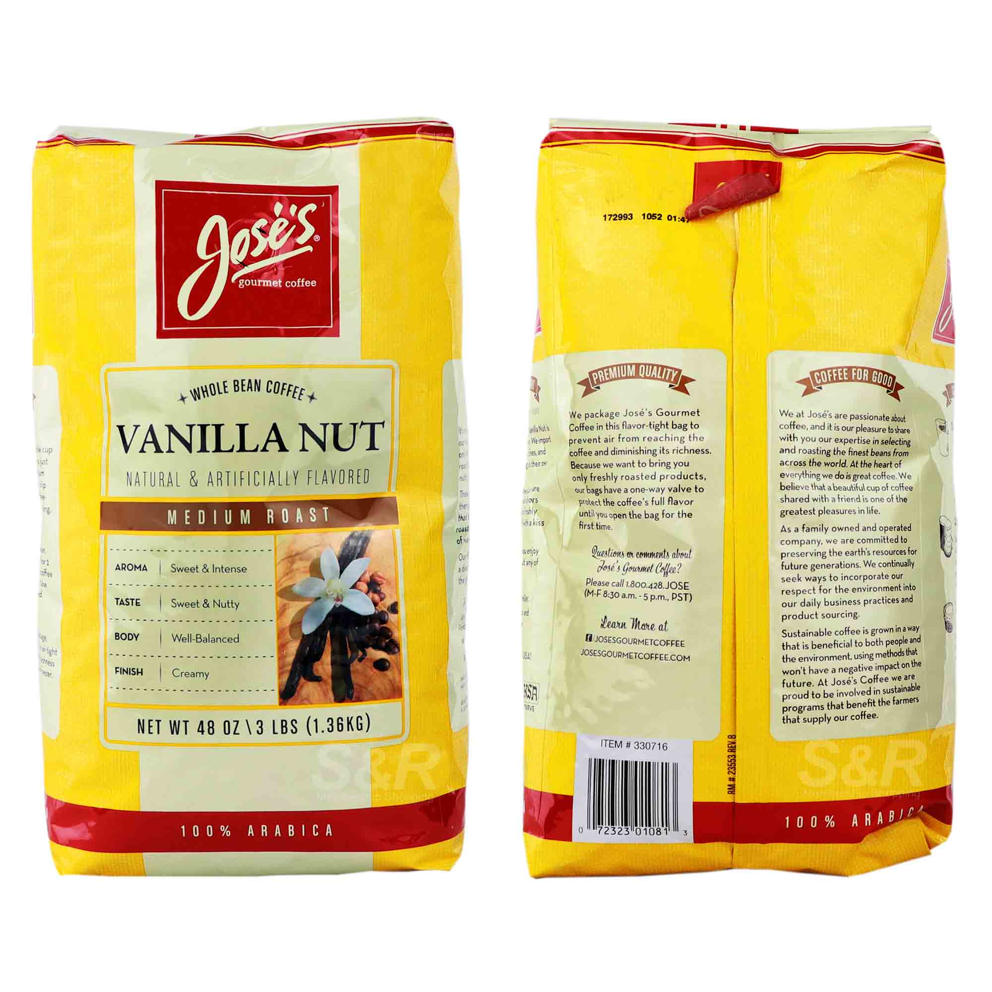 Jose's Gourmet Coffee Whole Bean Coffee Vanilla Nut