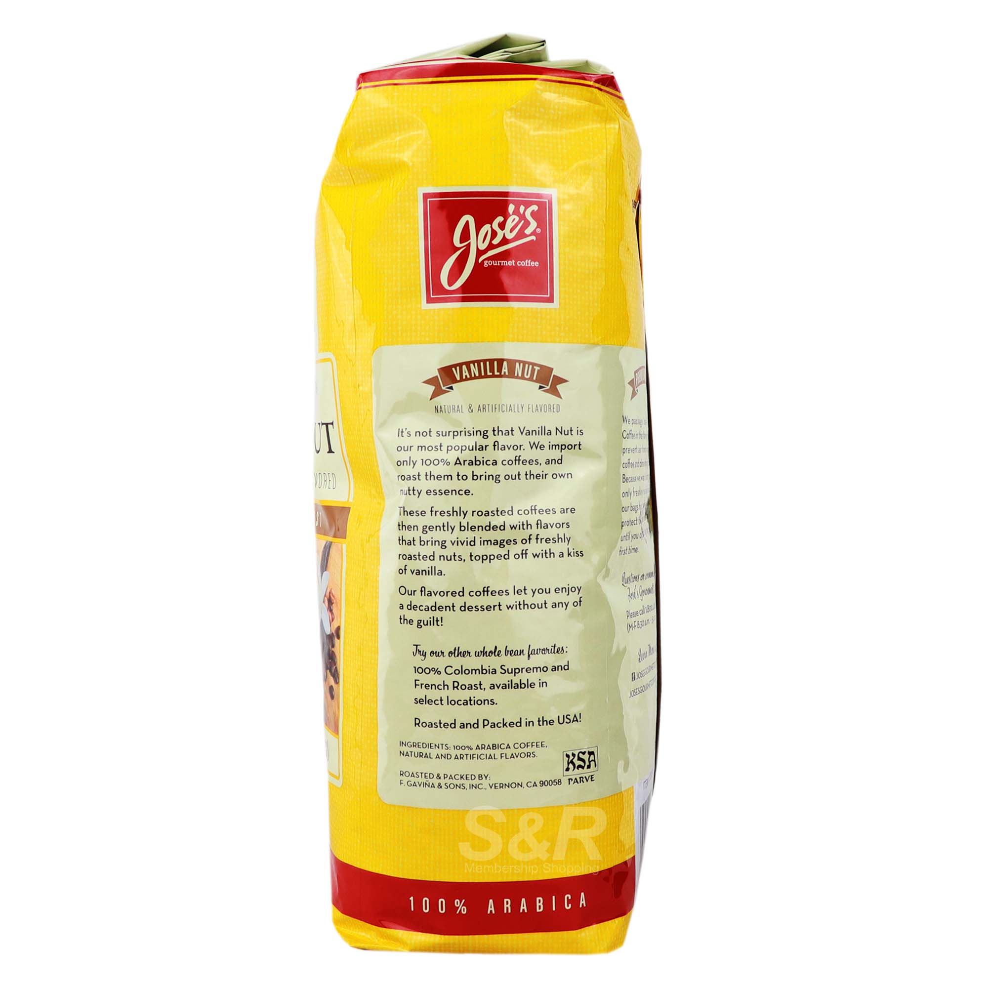Jose's Gourmet Coffee Whole Bean Coffee Vanilla Nut
