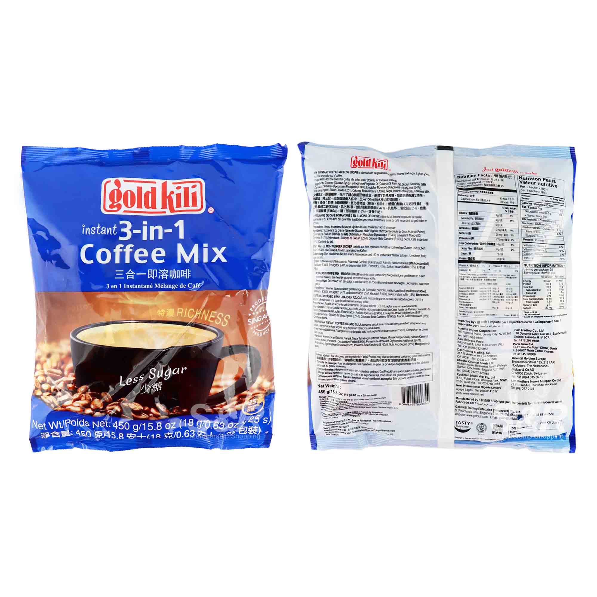 Gold Kili Instant 3-in-1 Less Sugar