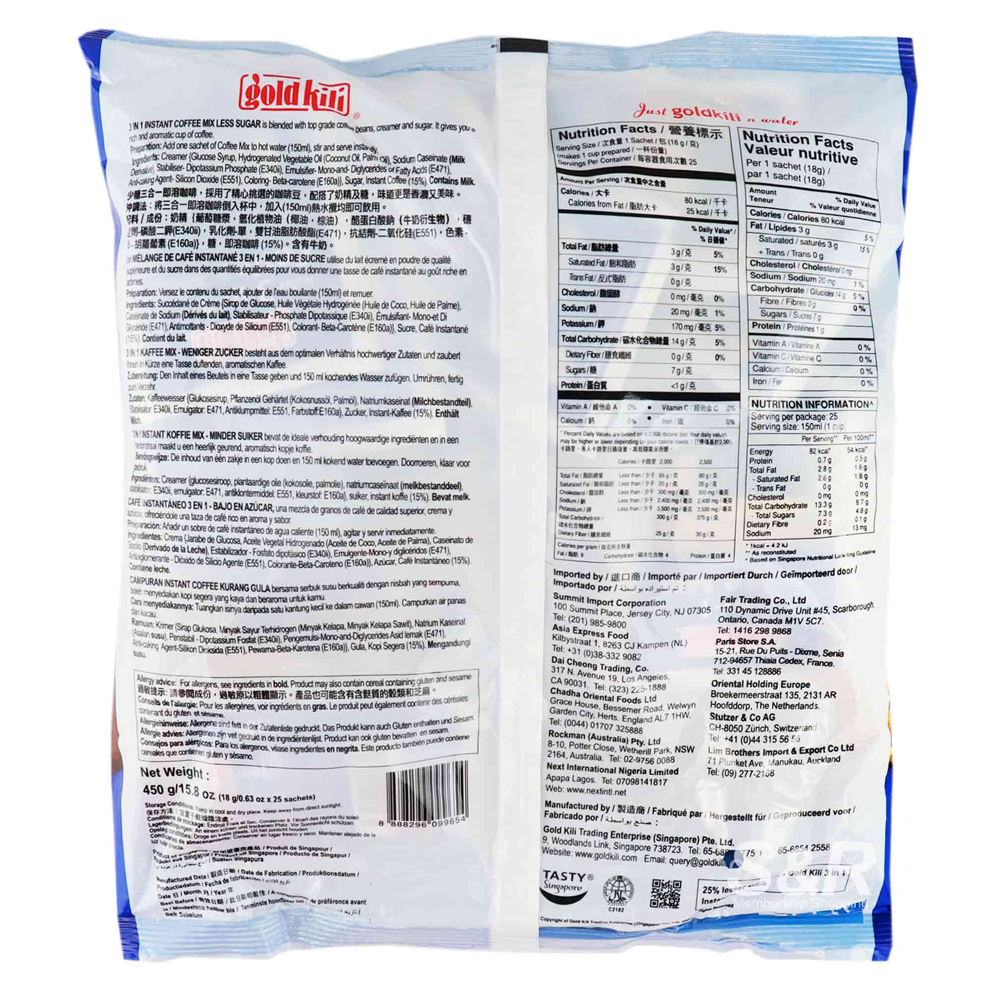 Gold Kili Instant 3-in-1 Less Sugar