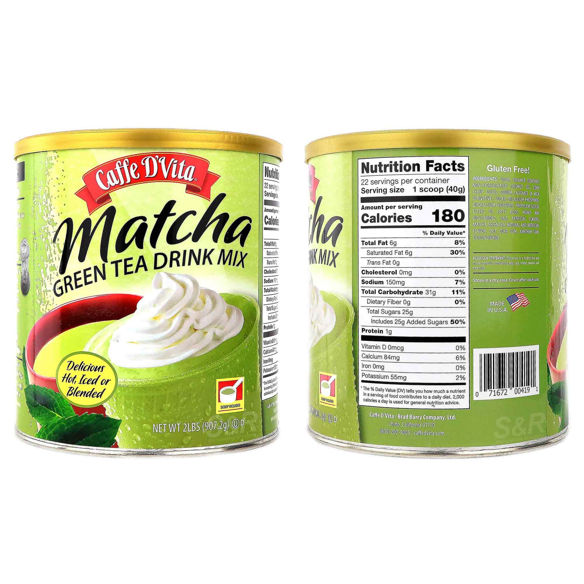 Caffe D'Vita Matcha Green Tea Drink Mix 907.2g