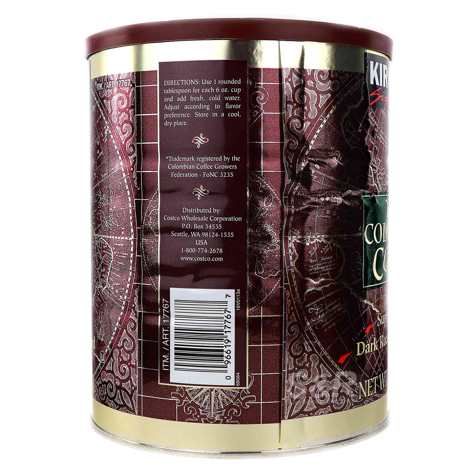 Kirkland Signature 100 Colombian Ground Coffee 1.36kg