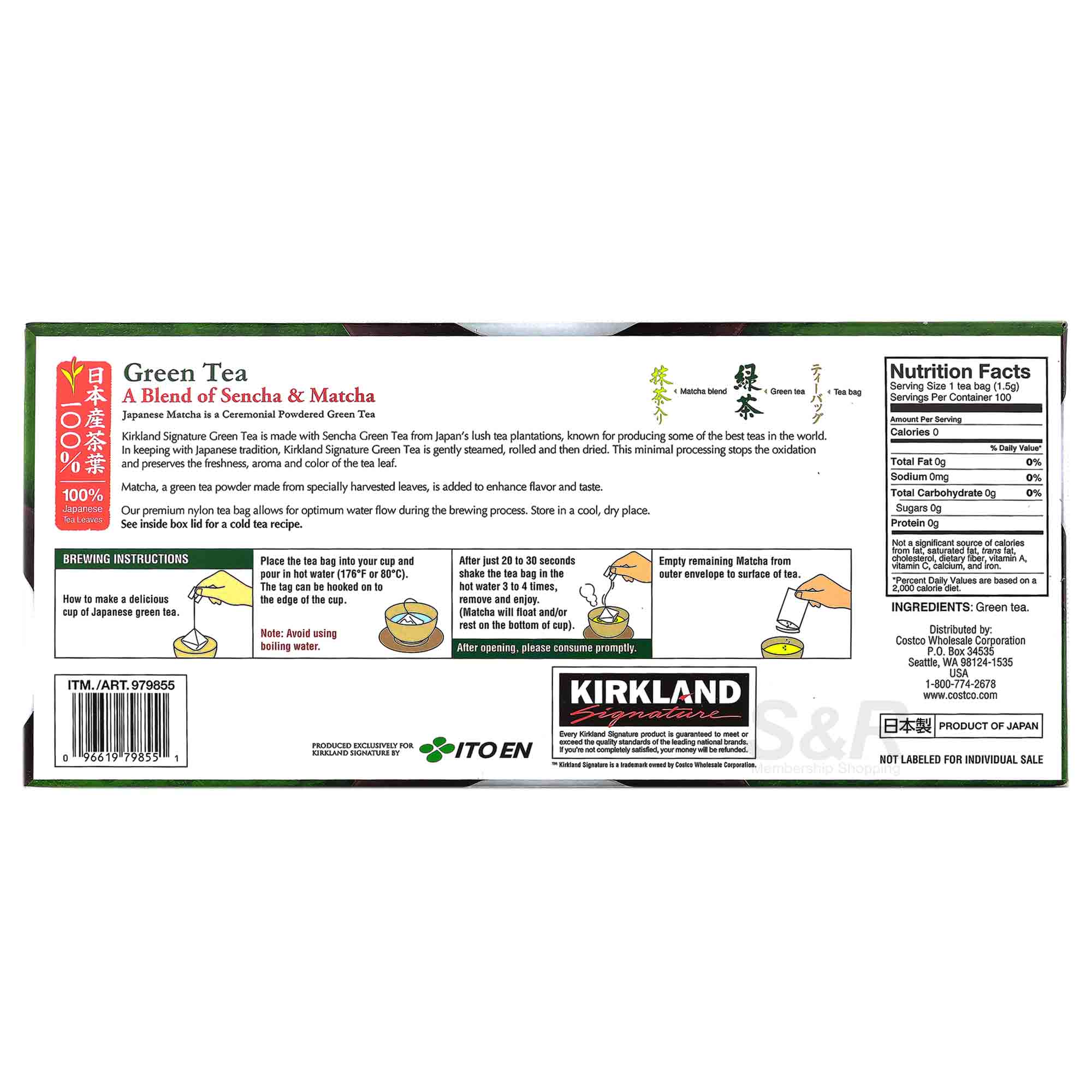 Kirkland Signature Ito En Green Tea 100 tea bags