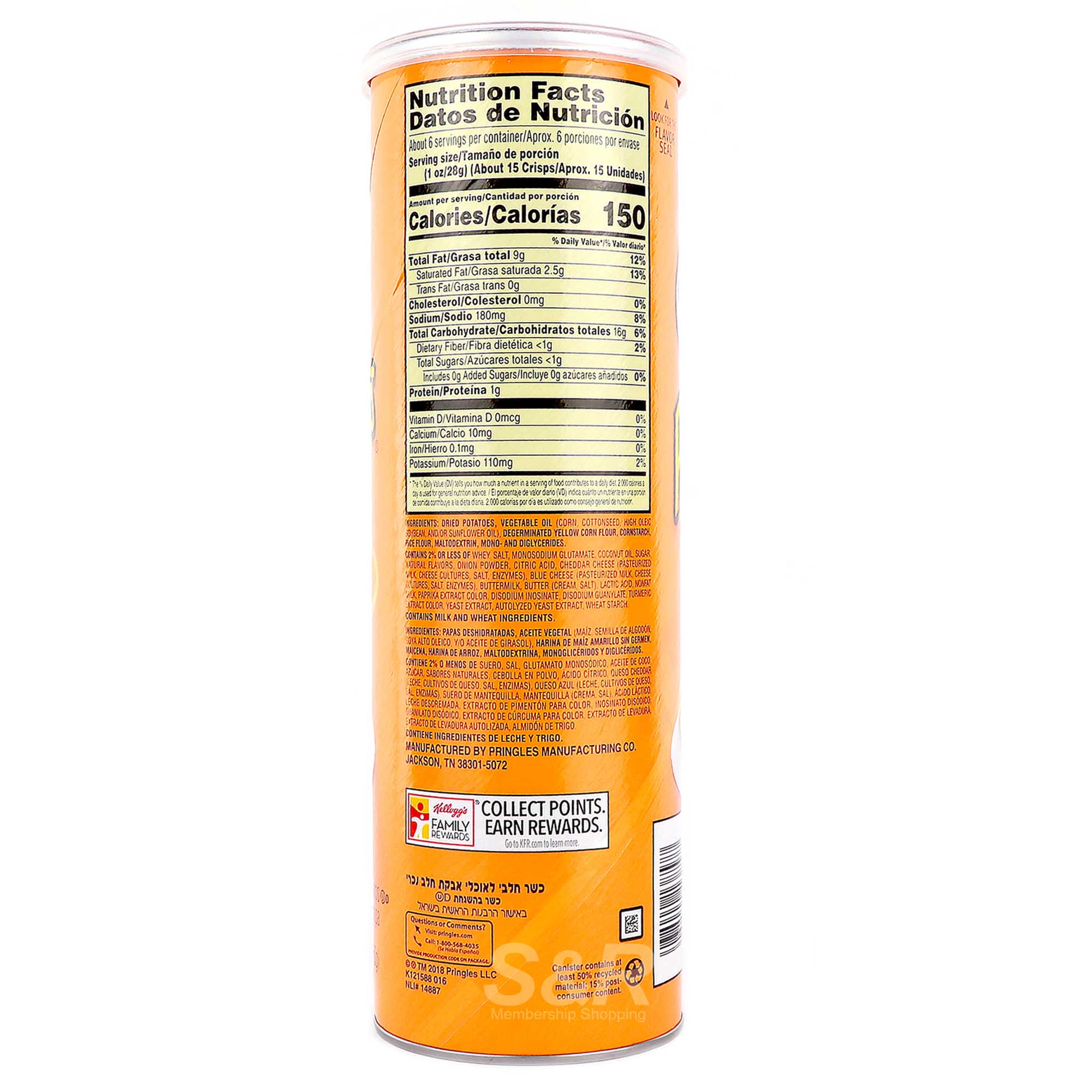 Pringles Cheddar Cheese Flavor Potato Crisps