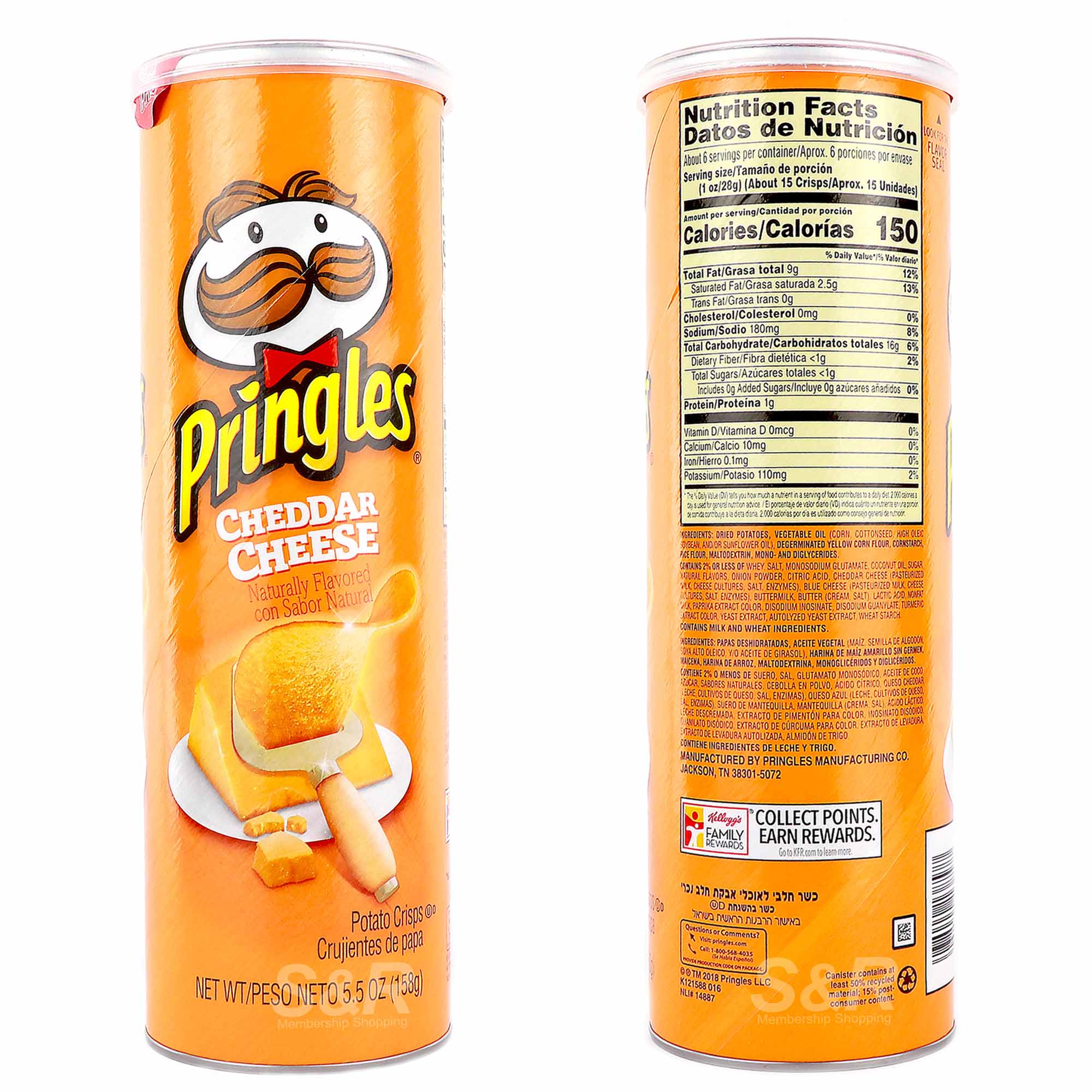 Pringles Cheddar Cheese Flavor Potato Crisps