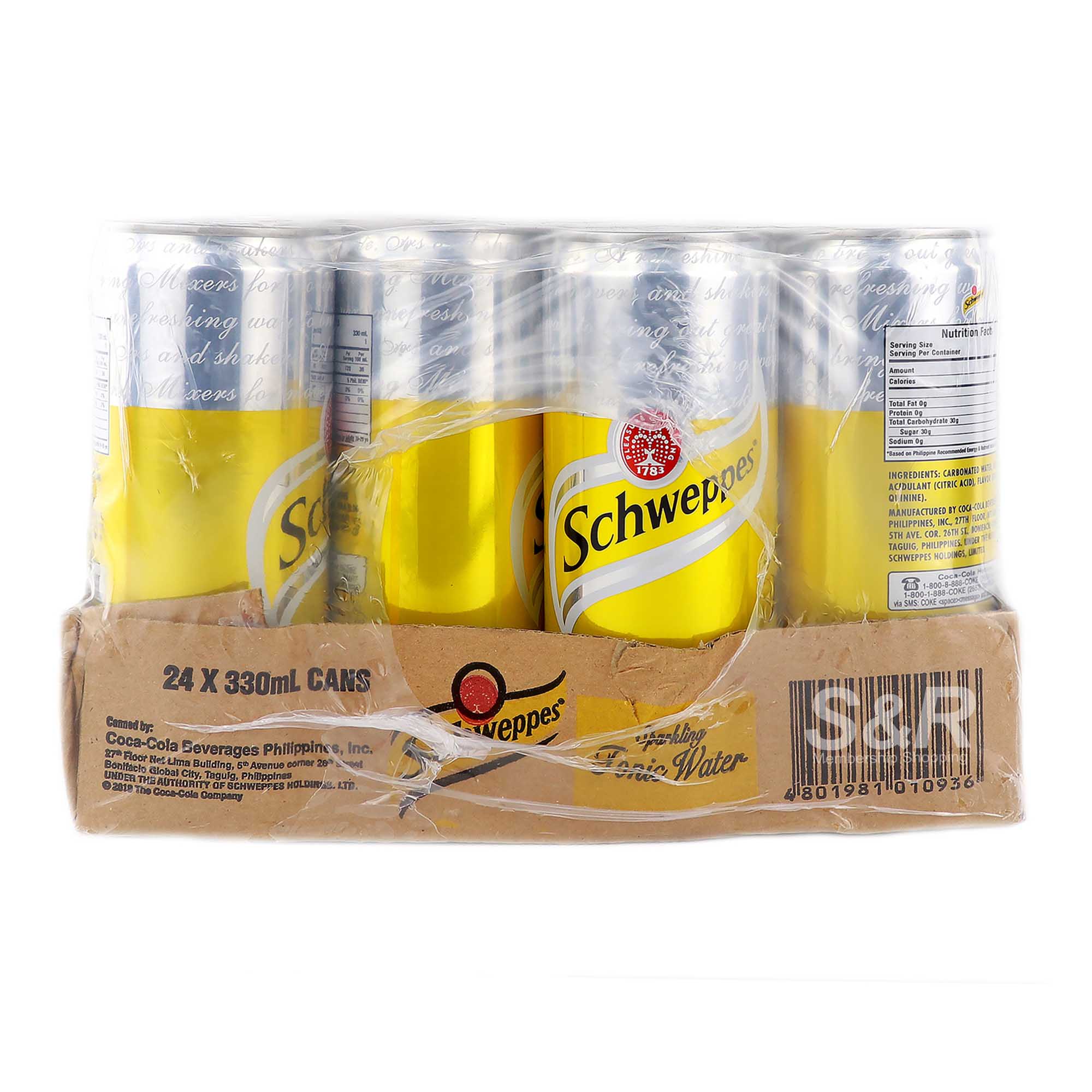Schweppes Sparkling Tonic Water 24 cans