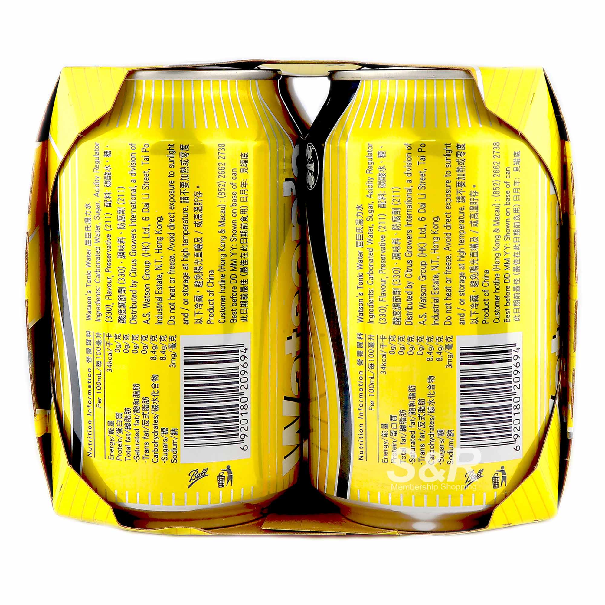 Watson's Tonic Water 4 cans