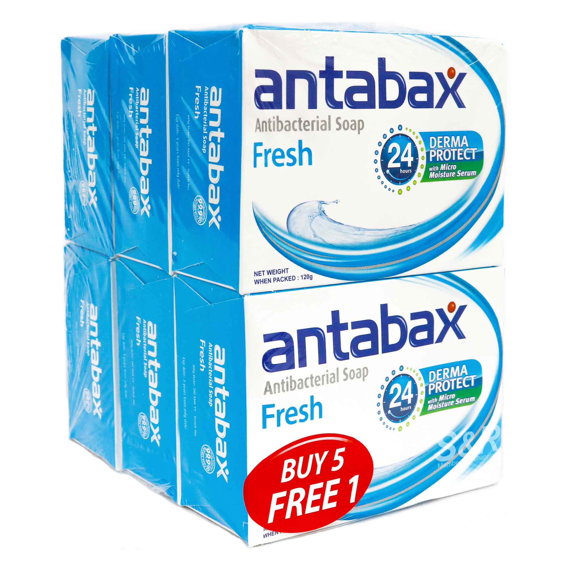 Antabax Antibacterial Fresh Derma Protect Bar Soap 6pcs