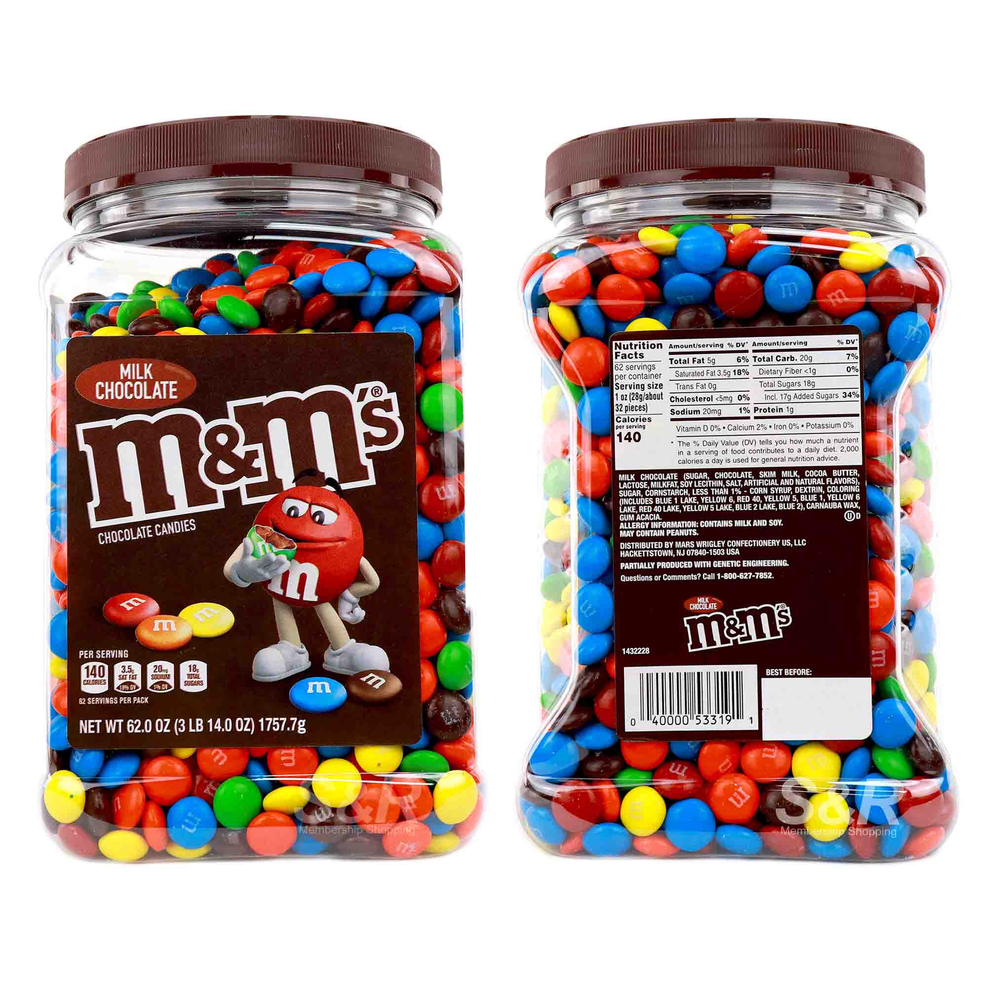 Mars M&M's Milk Chocolate Candies - 62 oz jar