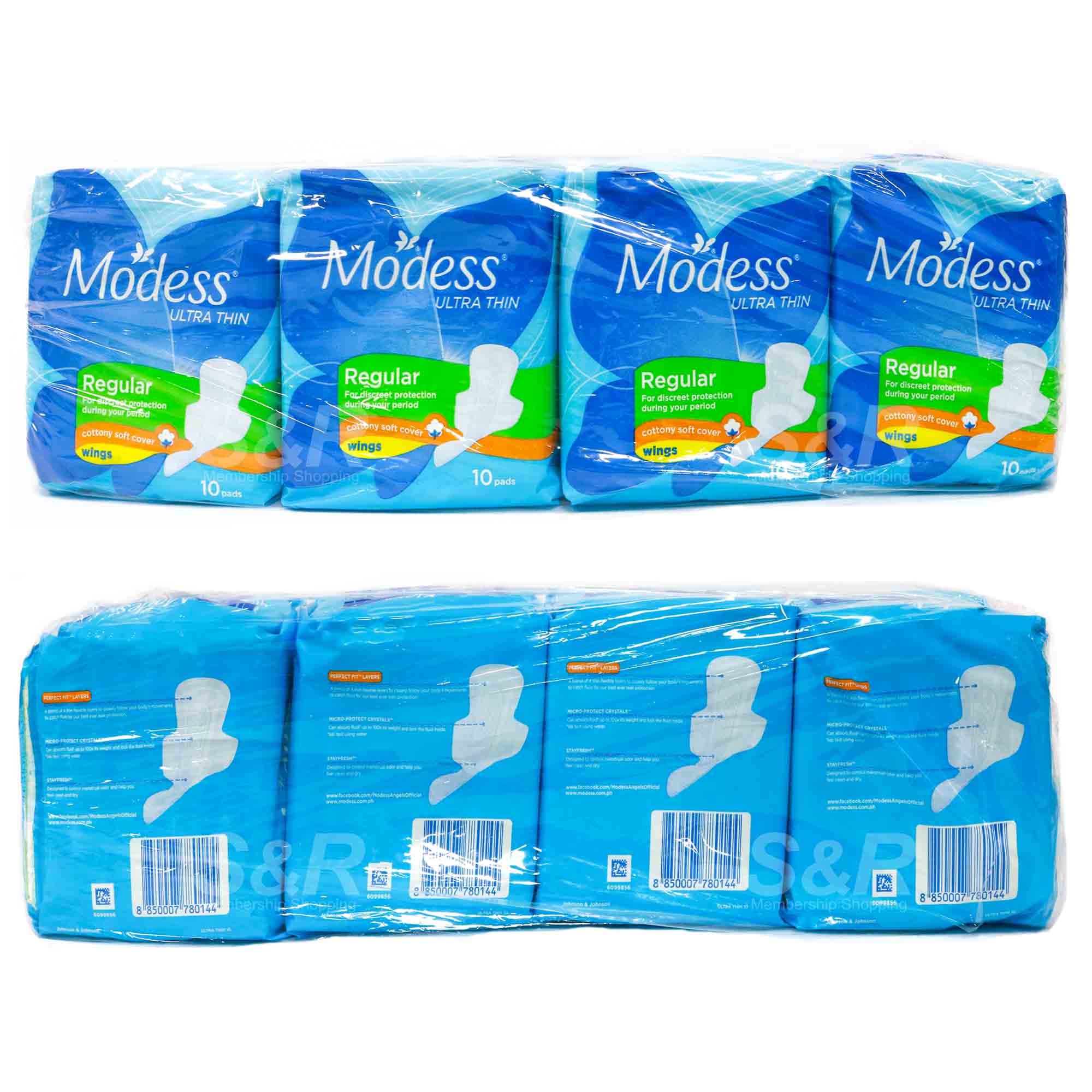 Modess Ultra Thin with Wings Regular Sanitary Napkin Pads 4 packs