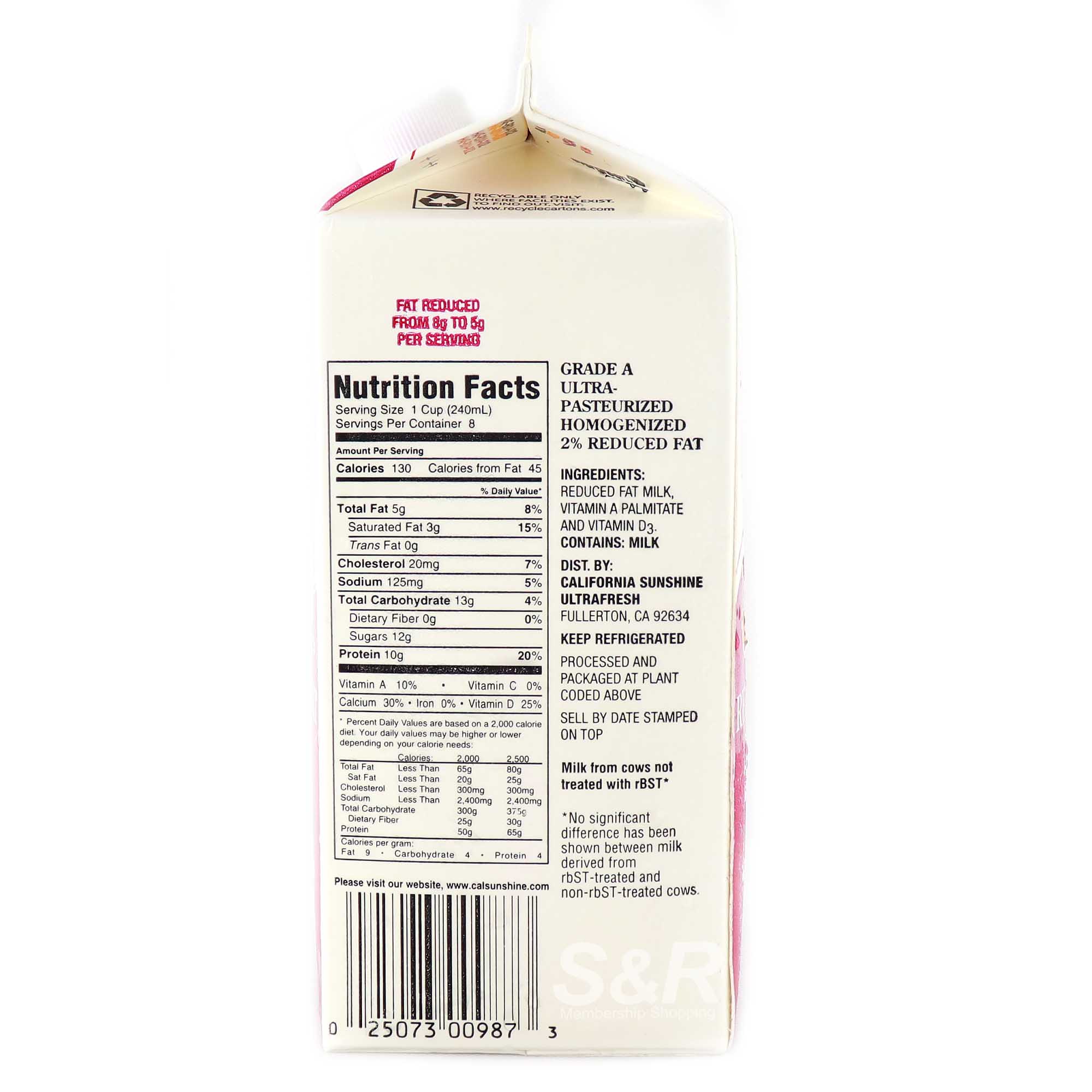 California Sunshine Reduced Fat Milk