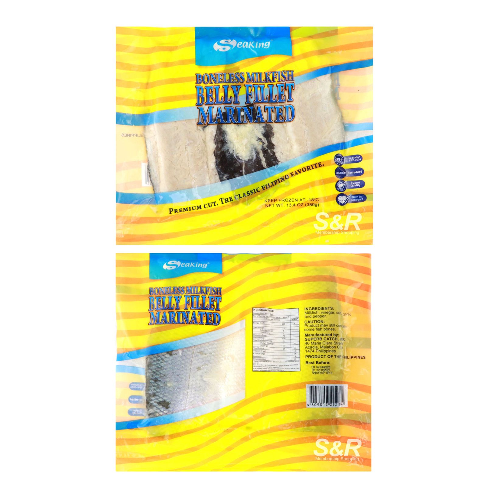 Boneless Milkfish Belly Fillet Marinated