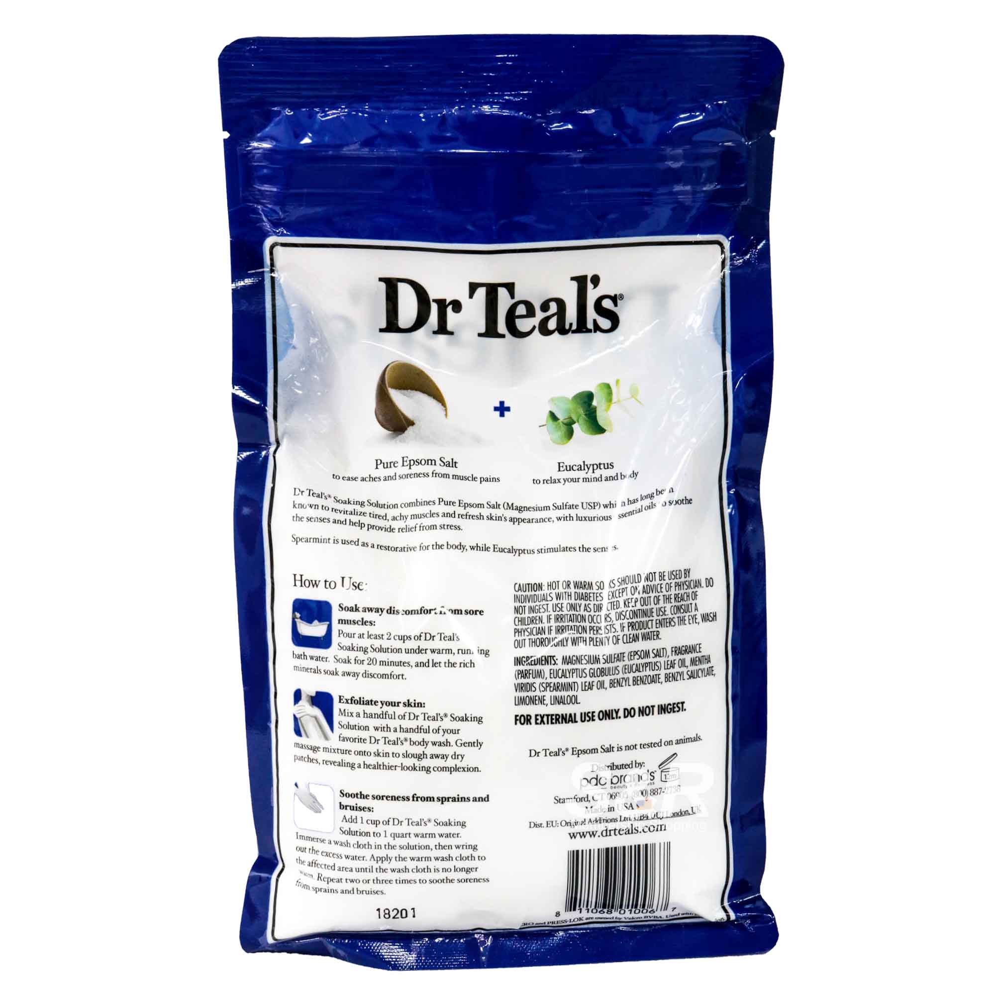 Dr. Teal's Pure Epsom Salt Soaking Solution Relax and Relief with Eucalyptus Spearmint 1.36kg