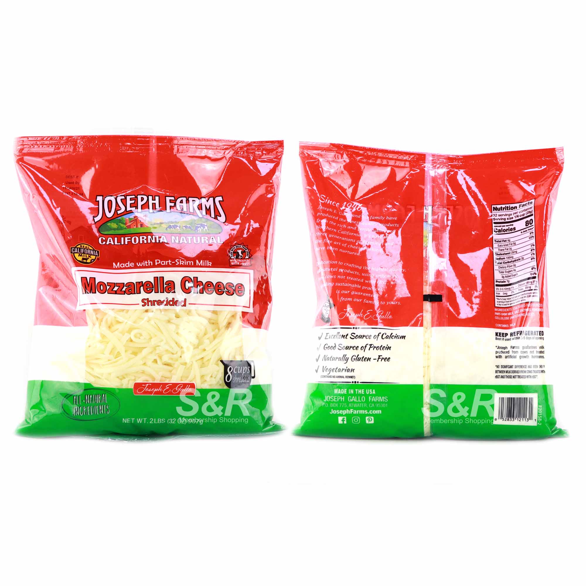 Joseph Farms Mozzarella Shreds 907g