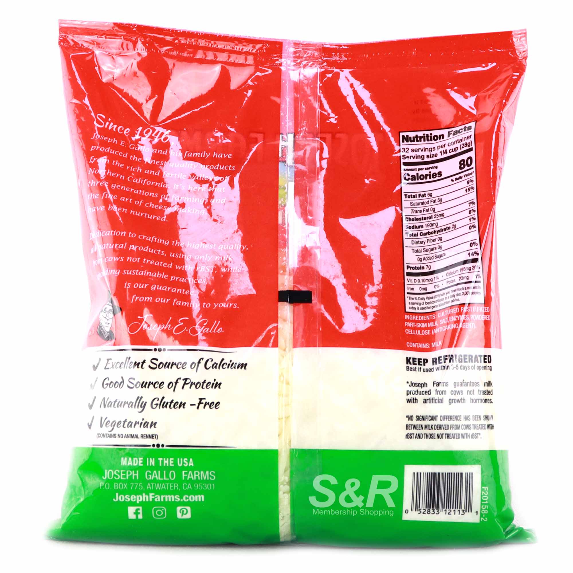 Joseph Farms Mozzarella Shreds 907g