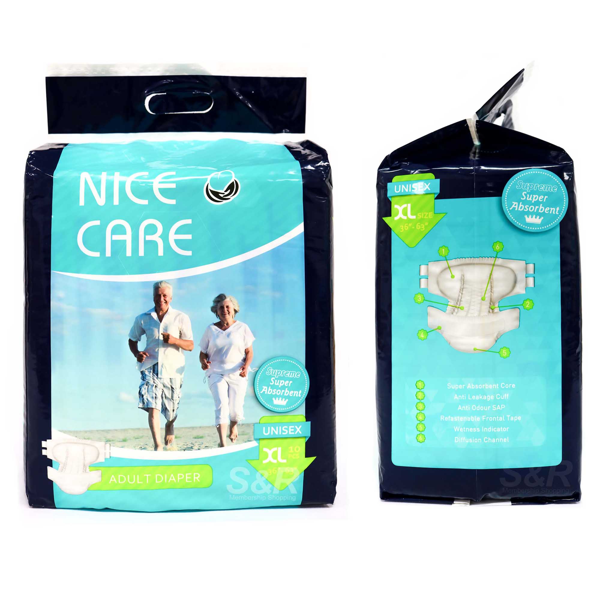 Nice Care Tape Adult Diaper Unisex Extra Large 10pcs