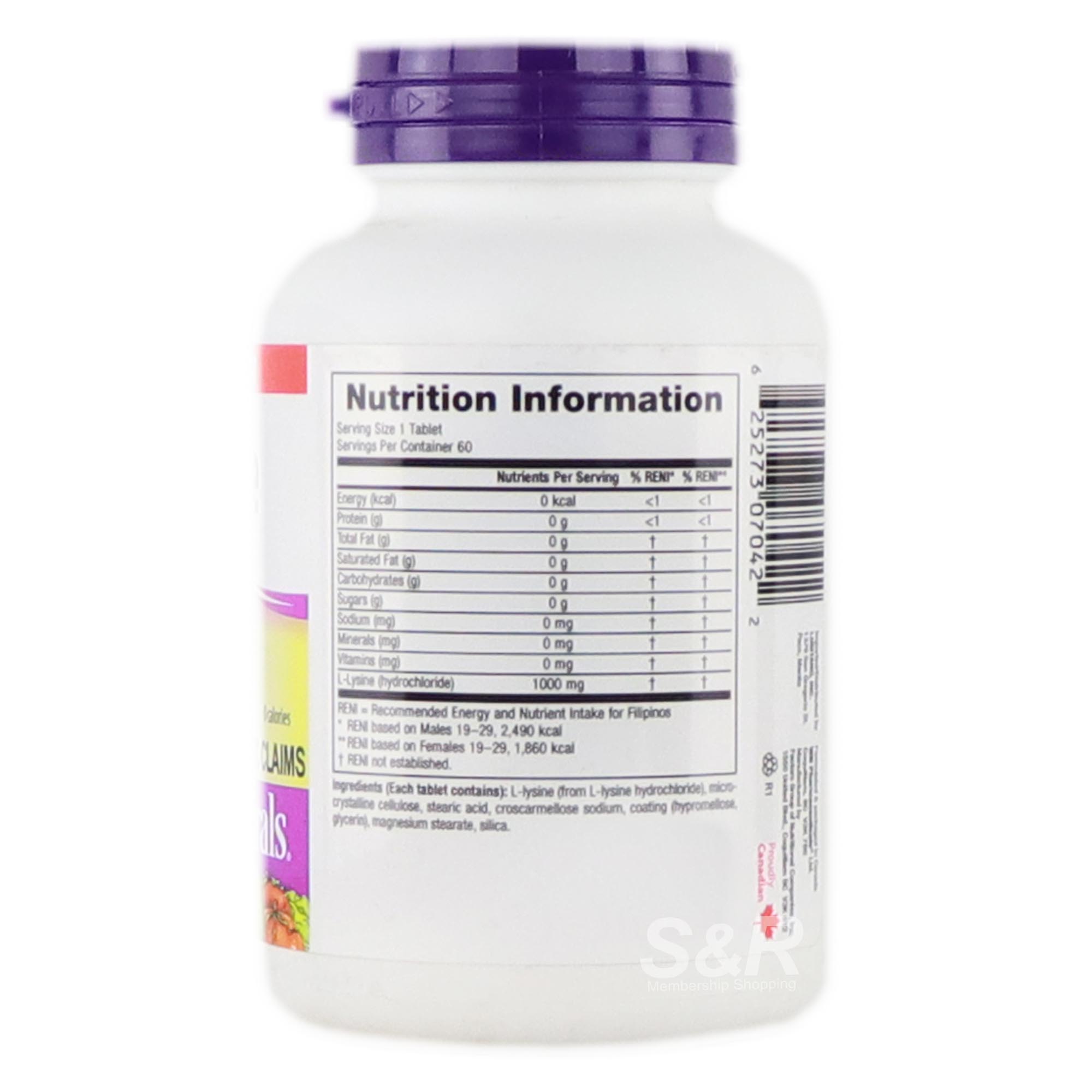 Webber Naturals L-Lysine 1000mg