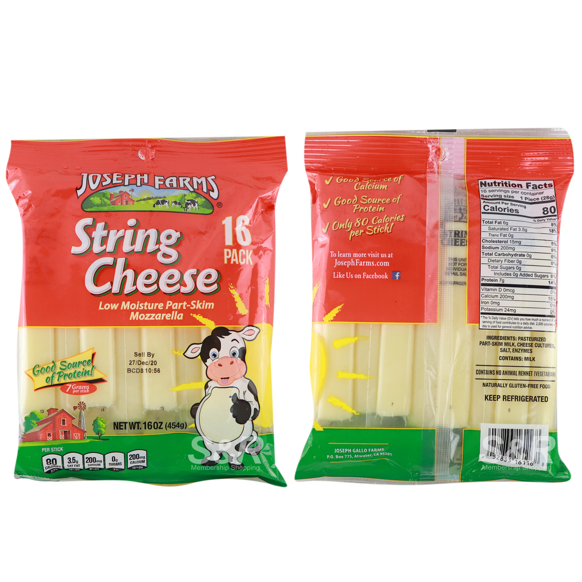 Joseph Farms String Cheese 454g