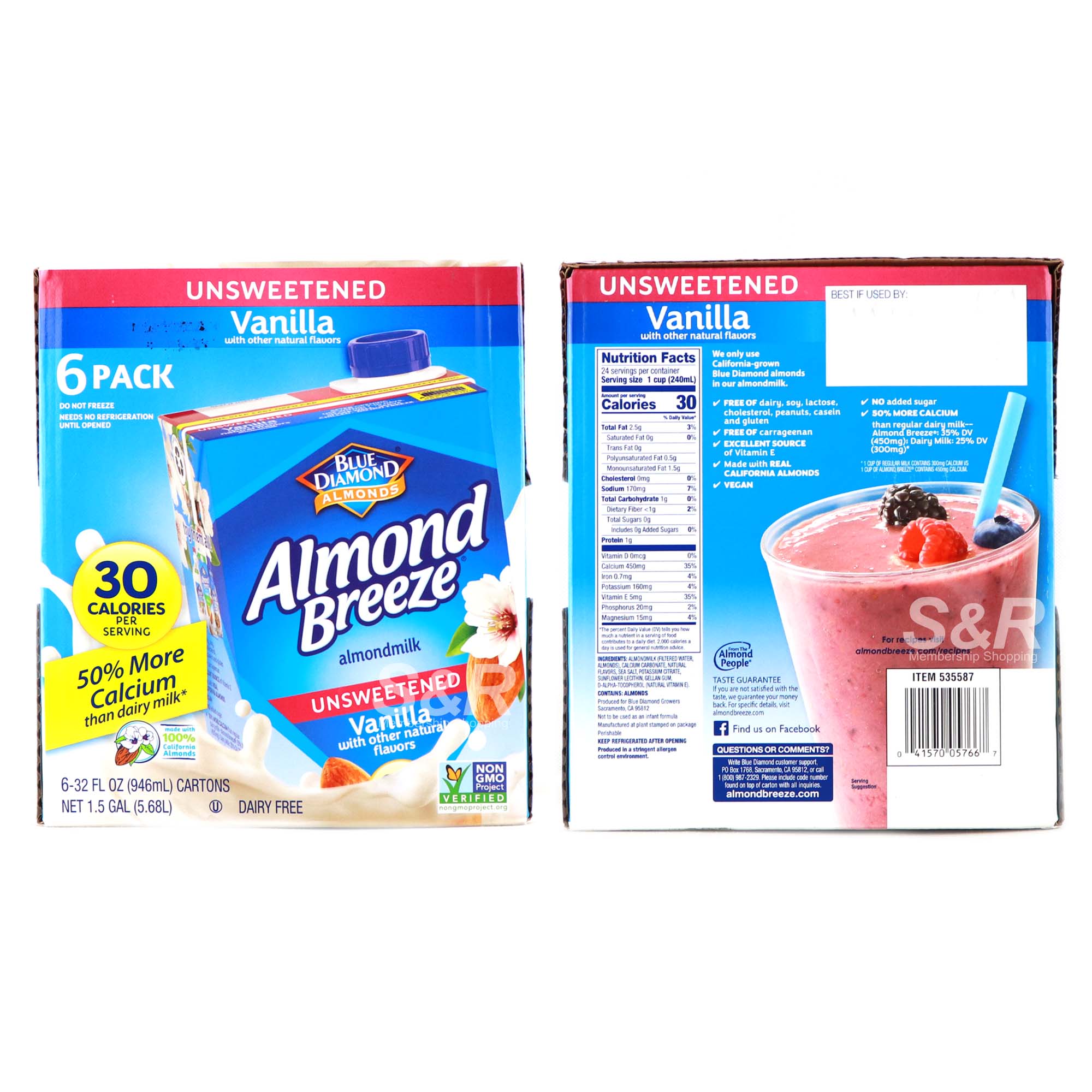 Blue Diamond Almond Breeze Vanilla Almond Milk 6pcs