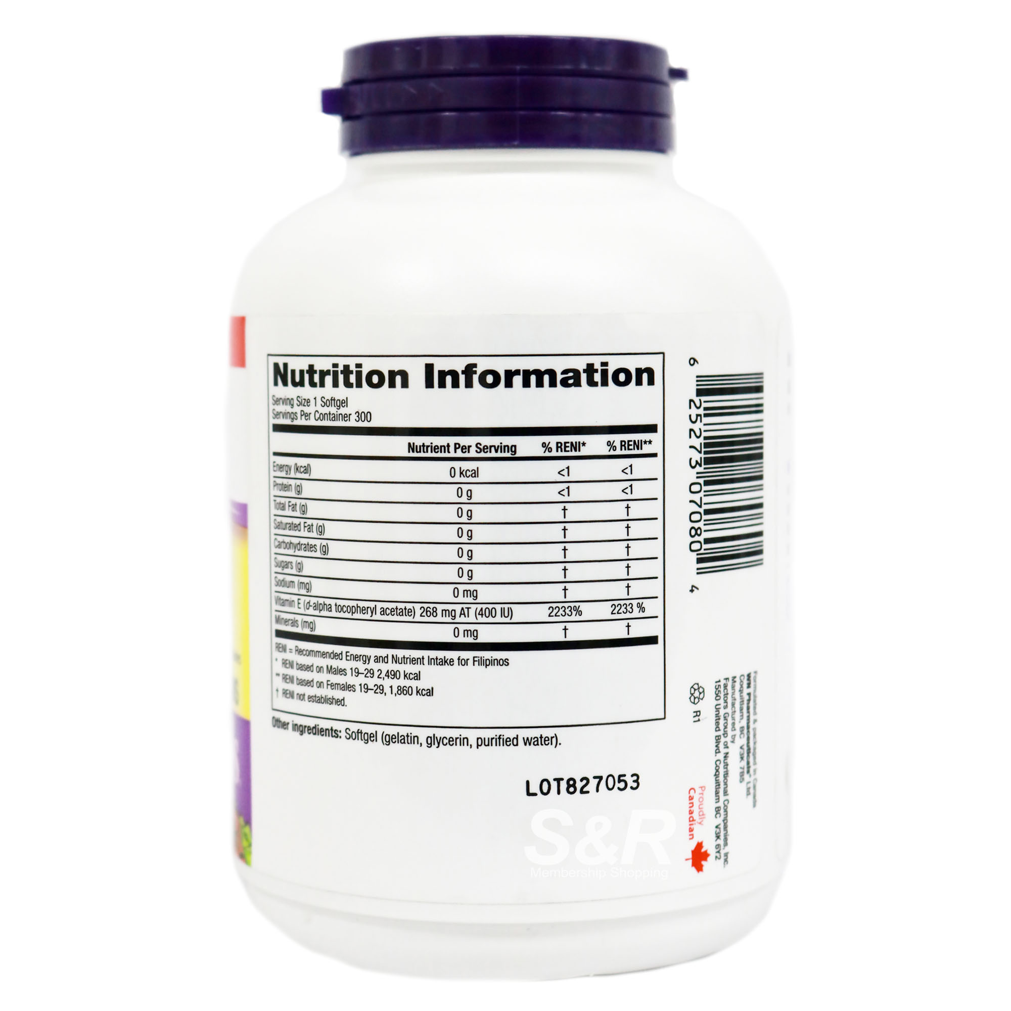 ber Naturals Vitamin E Clear Base 400 IU 300 softgels