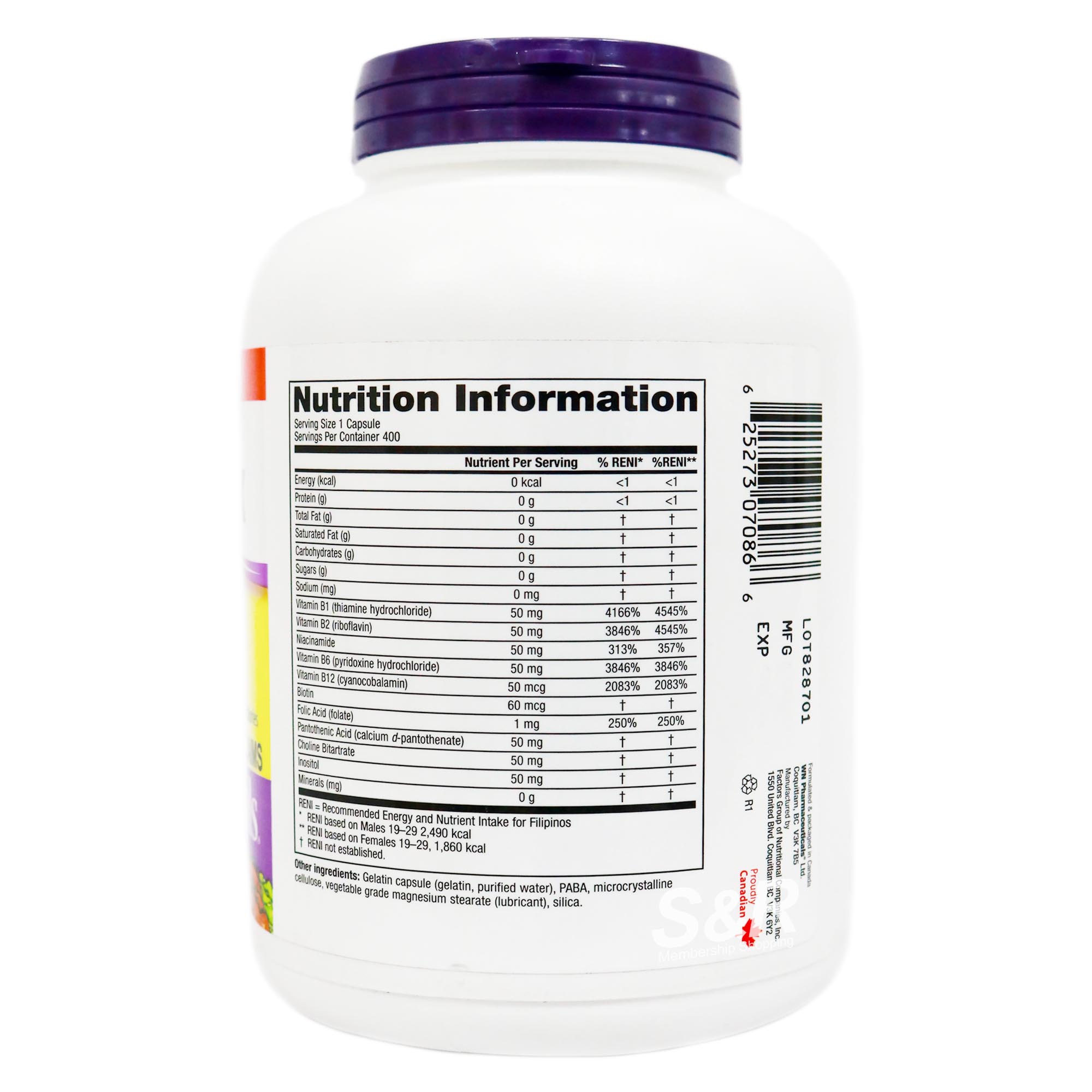 ber Naturals Hi Potency B Complex 400 capsules