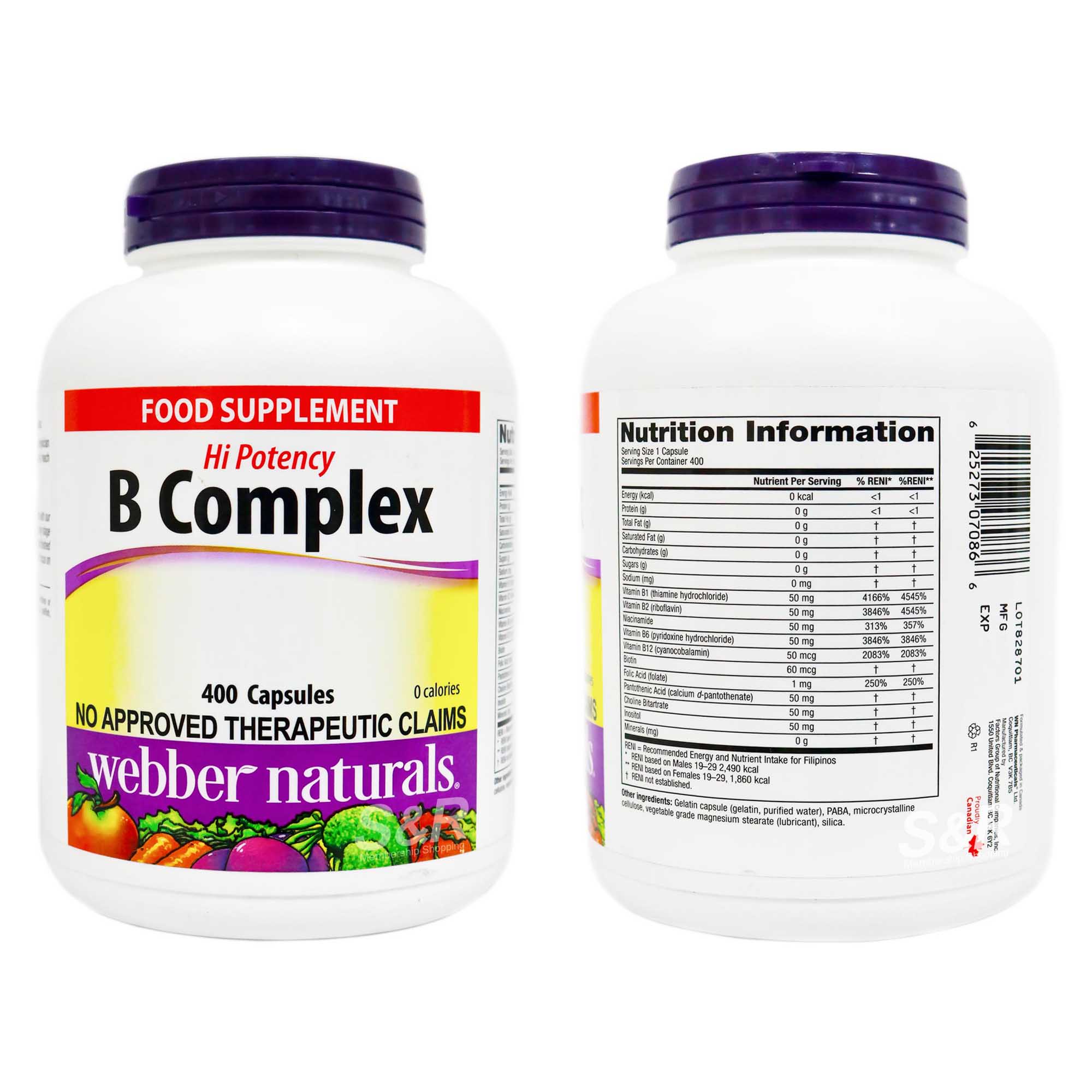 ber Naturals Hi Potency B Complex 400 capsules